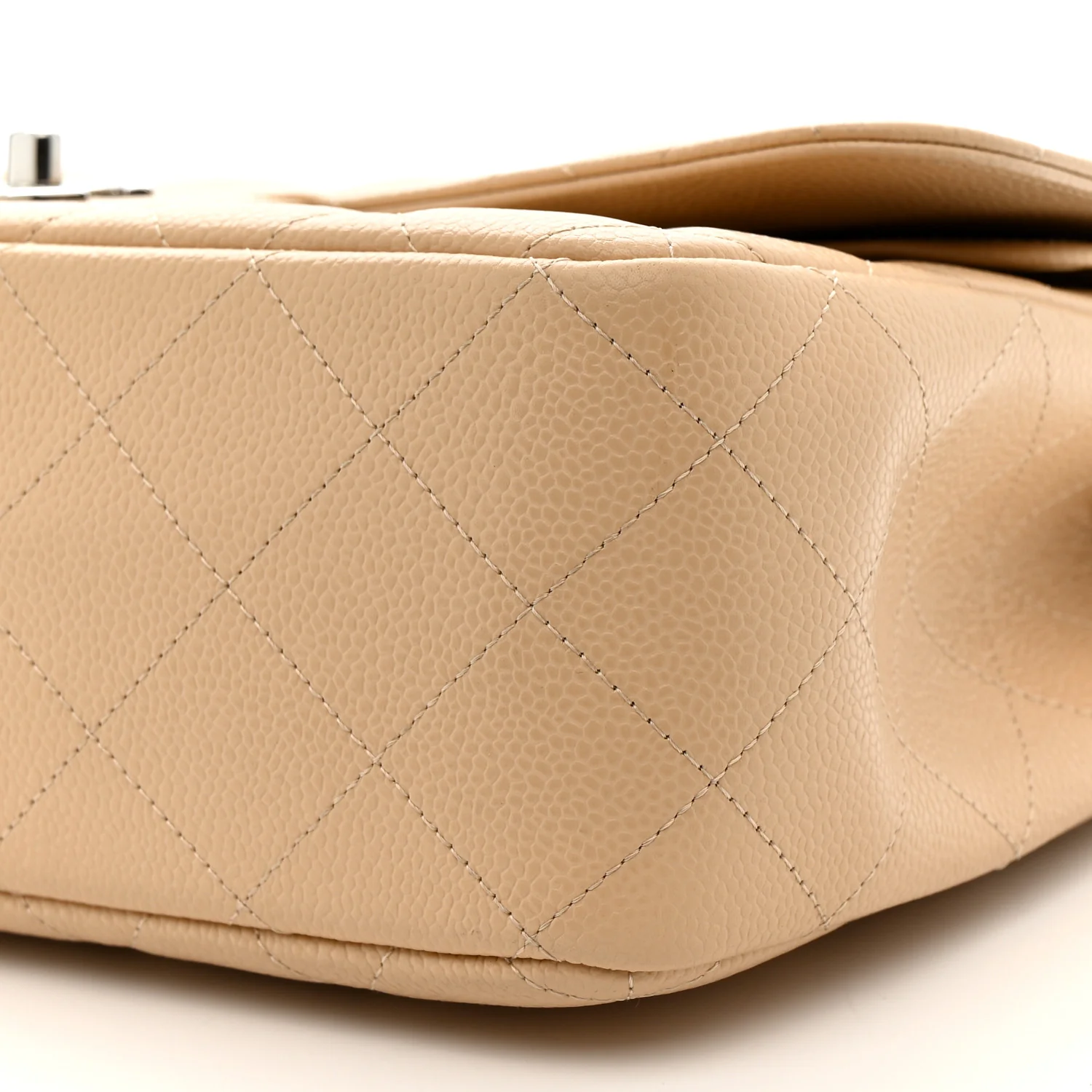 Caviar Quilted Jumbo Double Flap Light Beige - Image 10