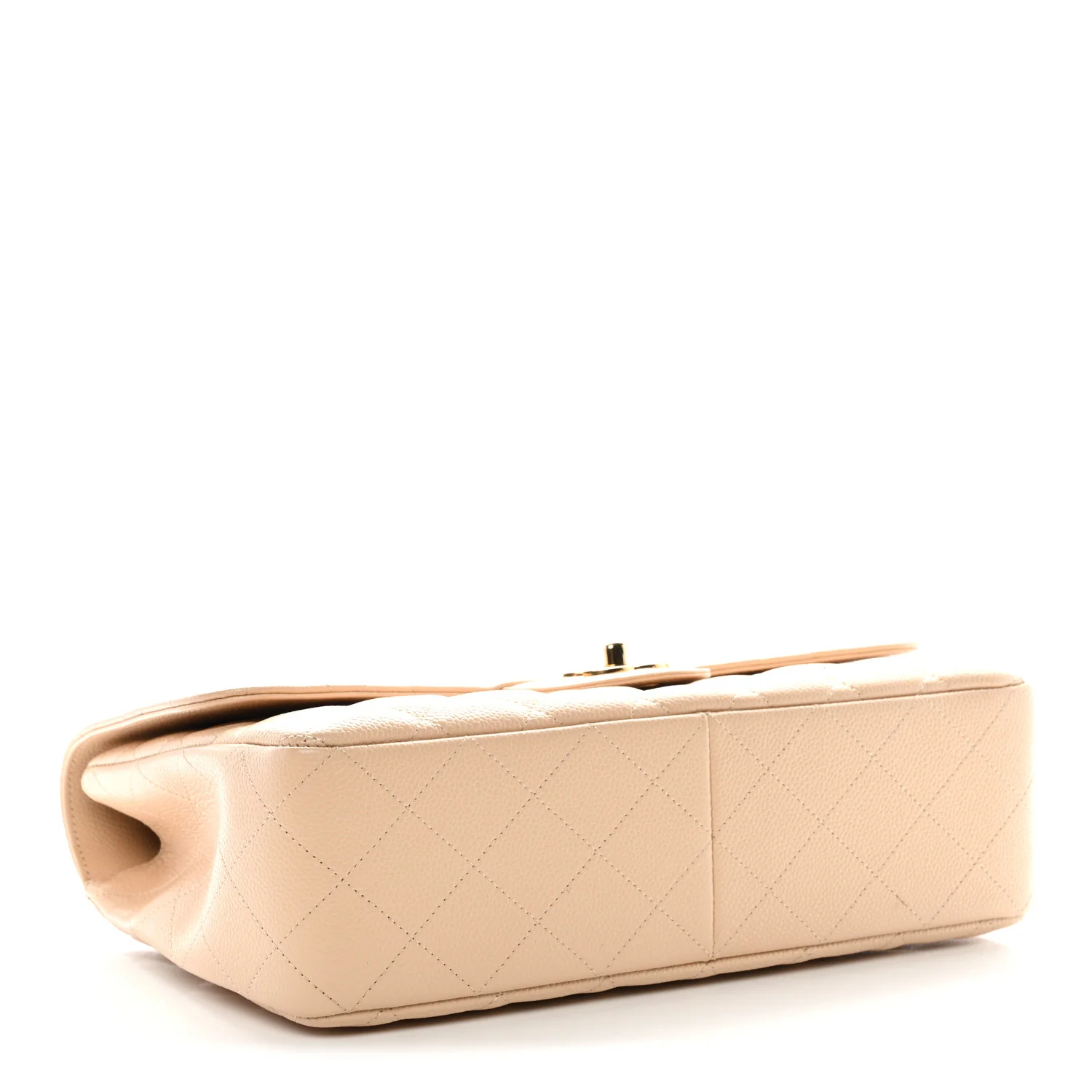 Caviar Quilted Jumbo Double Flap Light Beige - Image 4