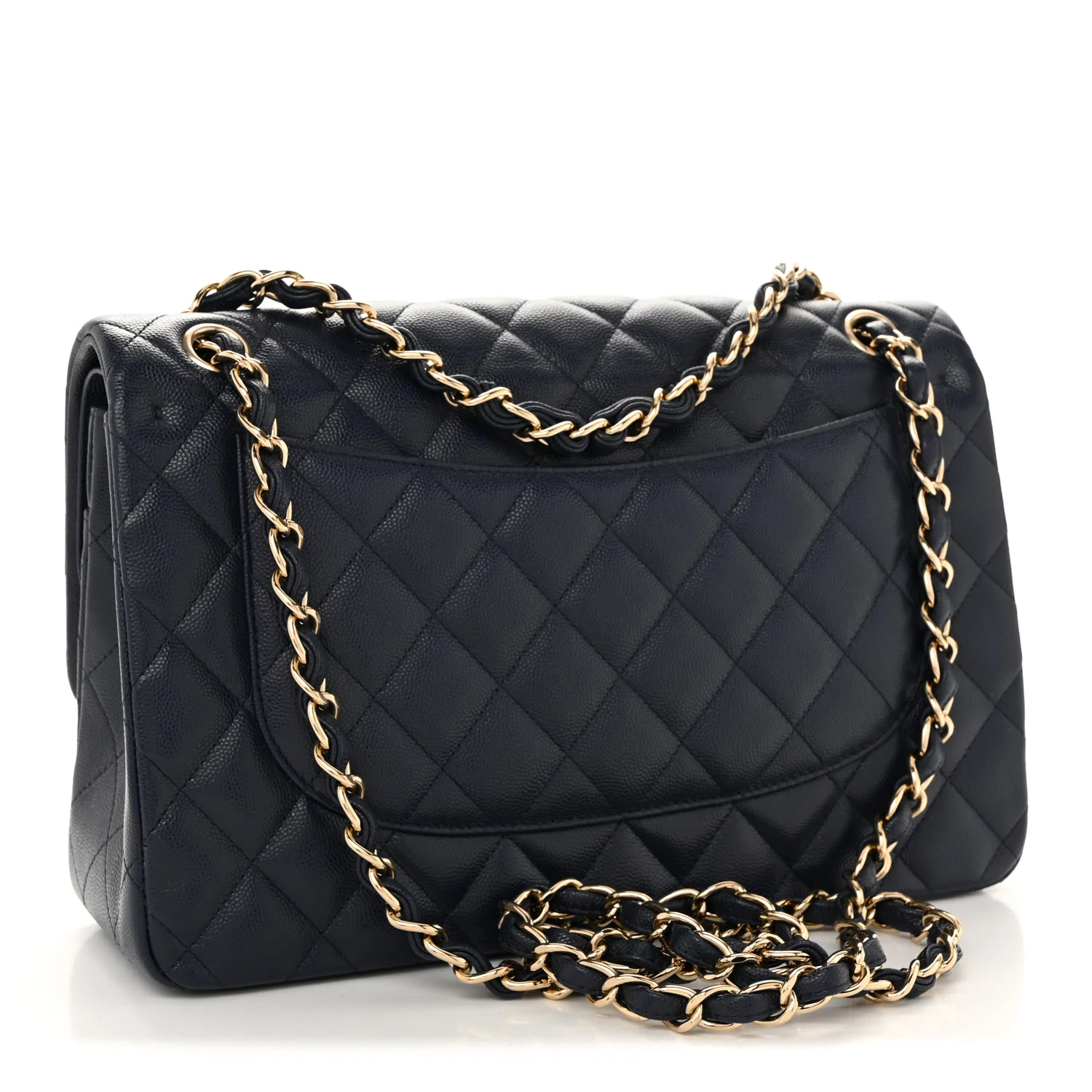 Caviar Quilted Jumbo Double Flap Navy Blue - Image 3