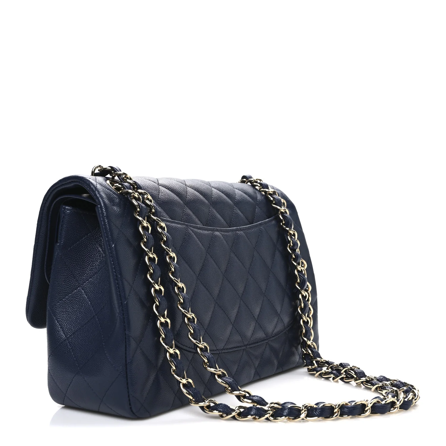 Caviar Quilted Jumbo Double Flap Navy Blue - Image 3