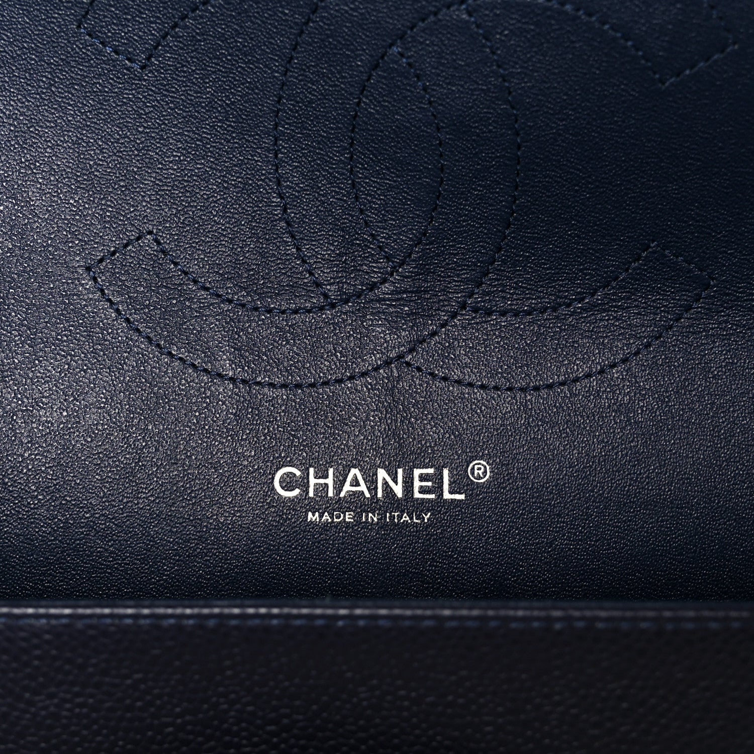 Caviar Quilted Jumbo Double Flap Navy Blue - Image 6