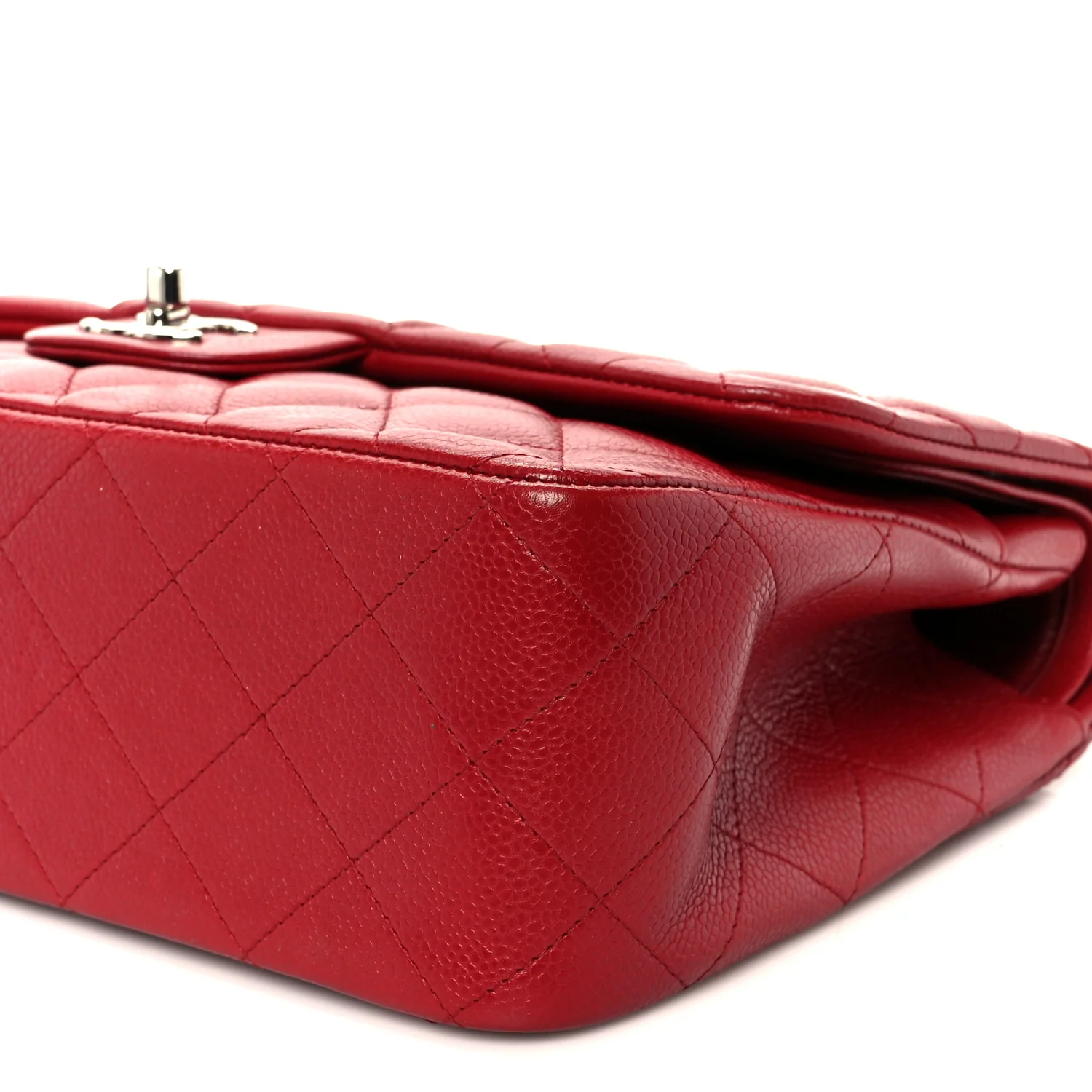 Caviar Quilted Jumbo Double Flap Red - Image 11