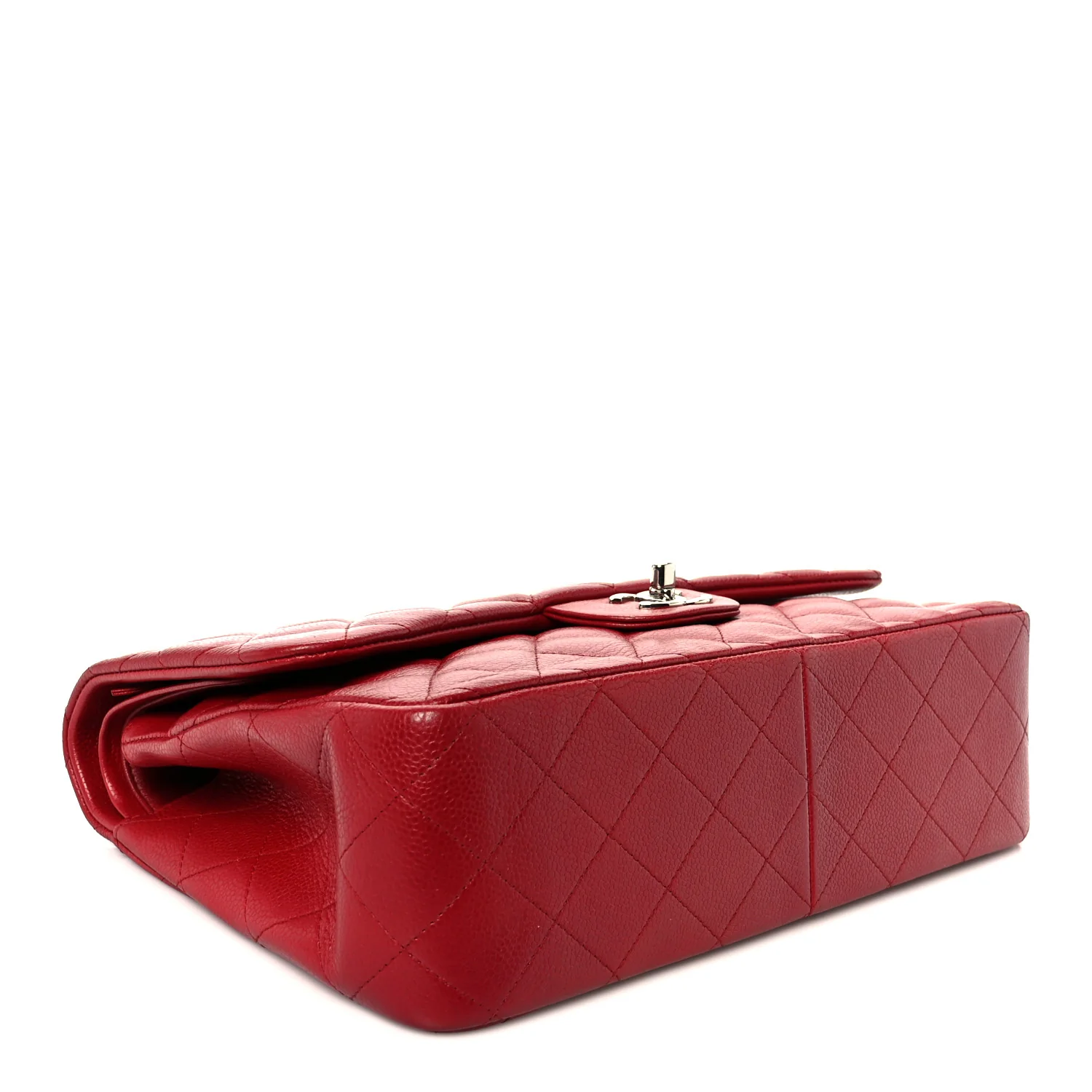 Caviar Quilted Jumbo Double Flap Red - Image 4
