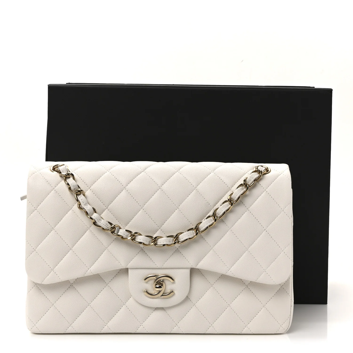 Caviar Quilted Jumbo Double Flap White - Image 11