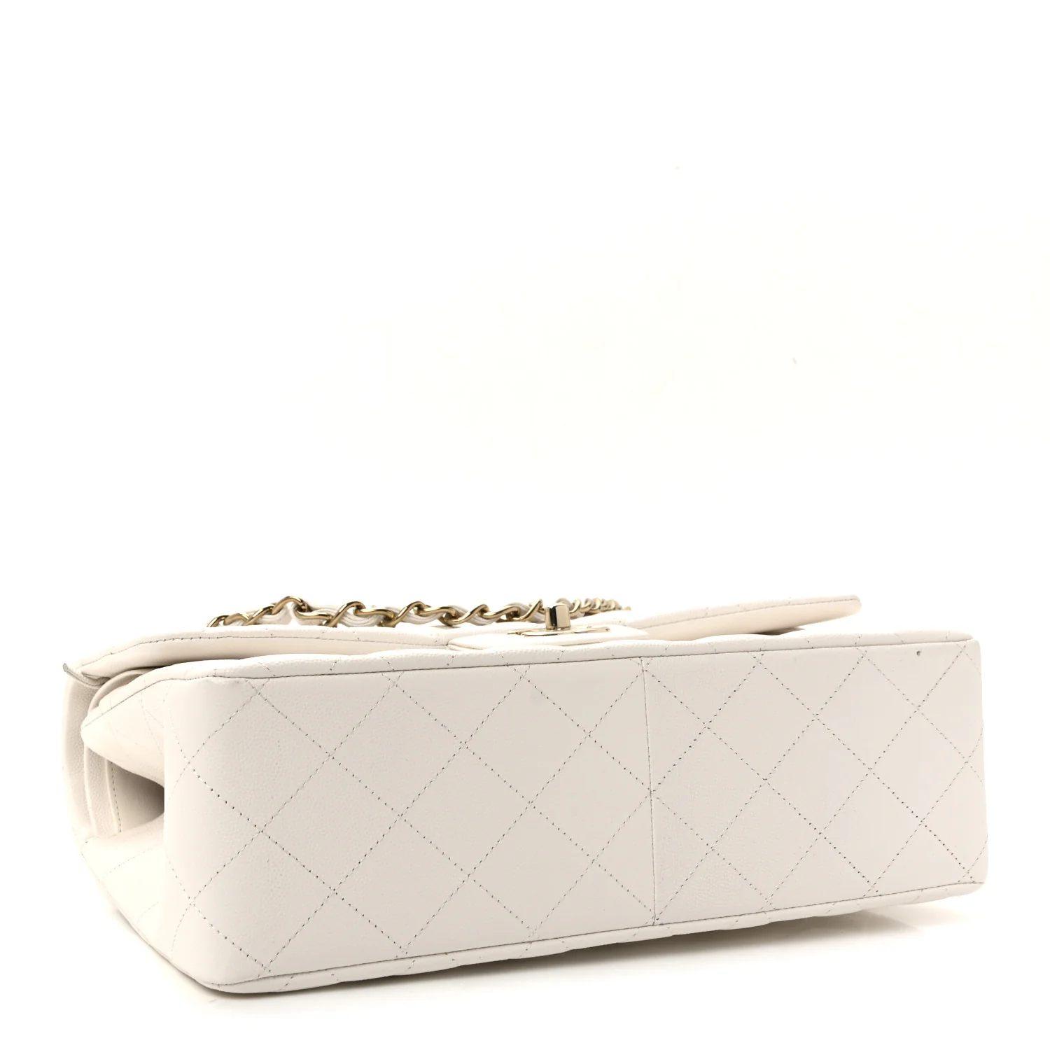 Caviar Quilted Jumbo Double Flap White - Image 4
