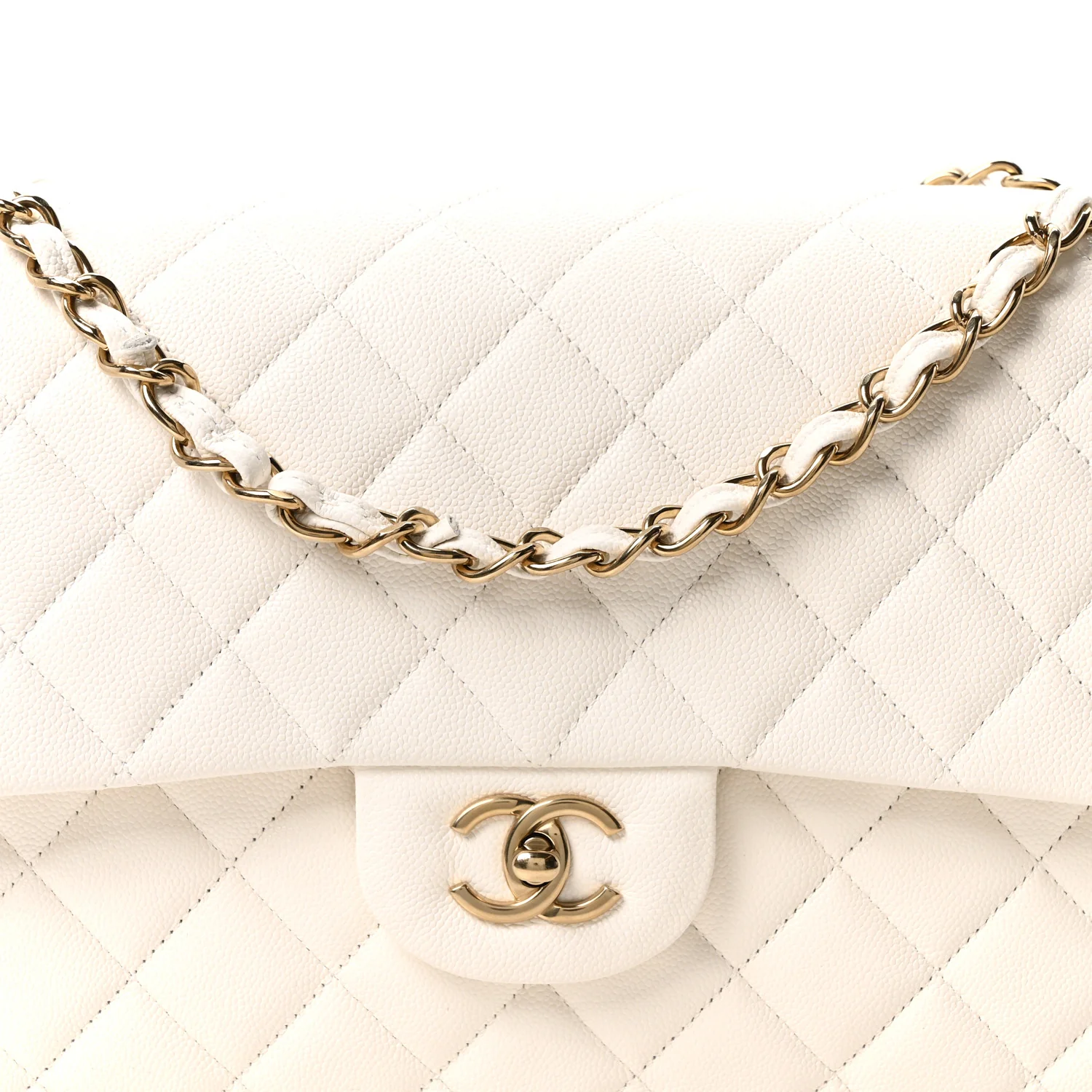 Caviar Quilted Jumbo Double Flap White - Image 8