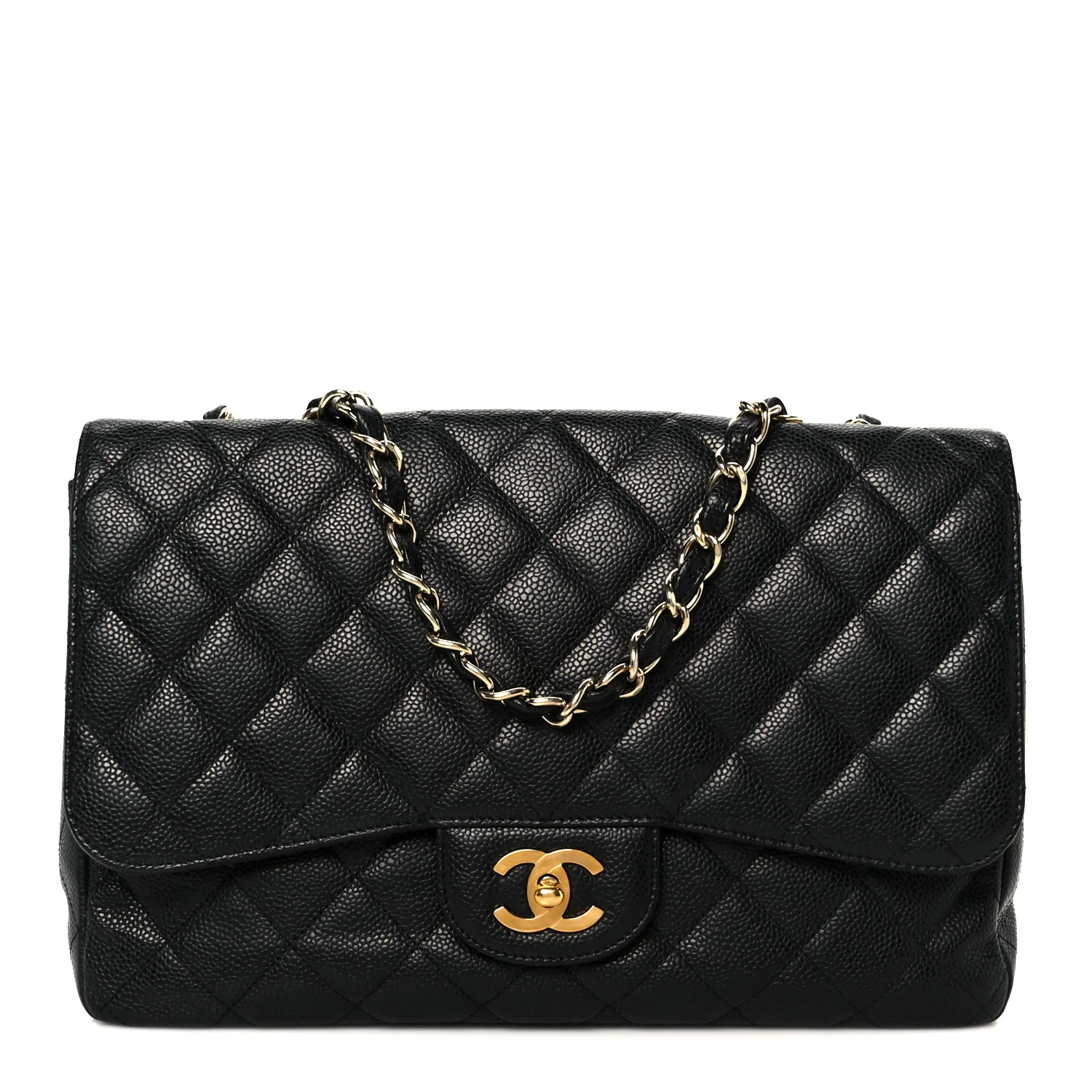 Caviar Quilted Jumbo Single Flap Black