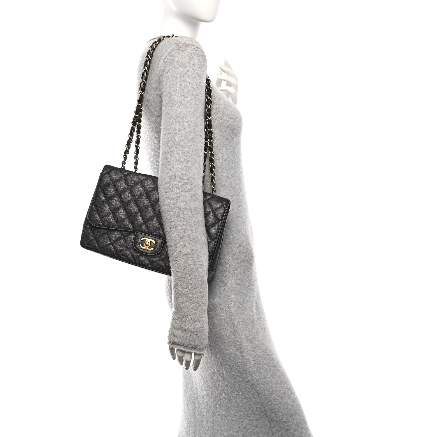 Caviar Quilted Jumbo Single Flap Black - Image 2
