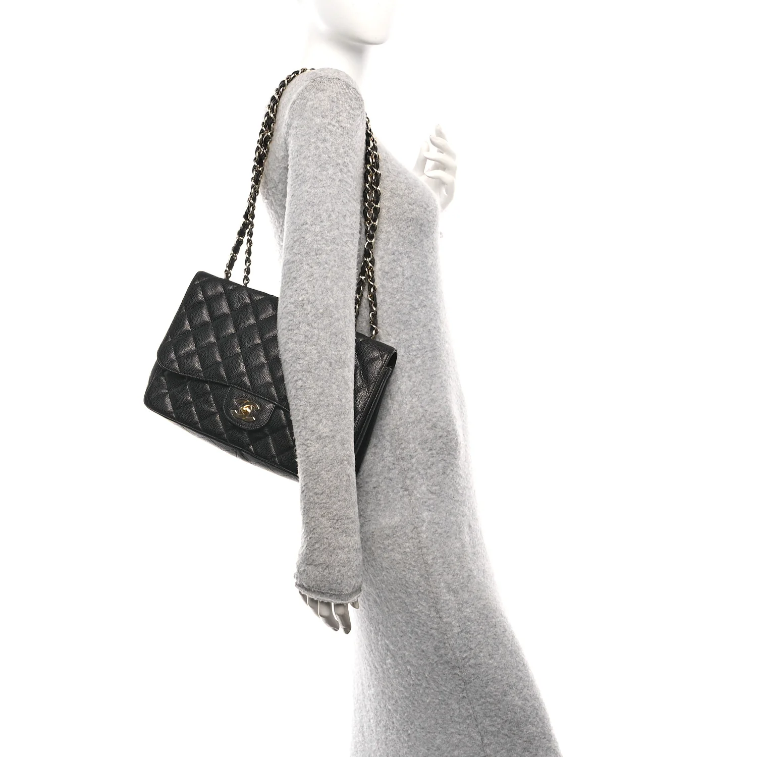 Caviar Quilted Jumbo Single Flap Black - Image 2