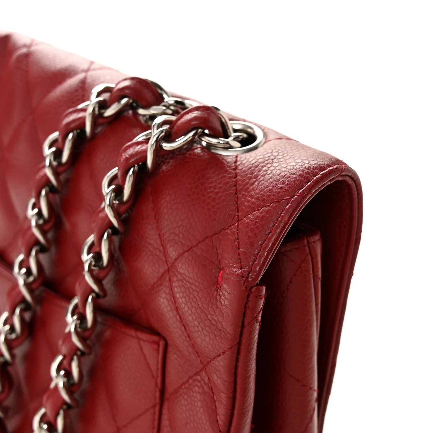 Caviar Quilted Jumbo Single Flap Dark Red - Image 11