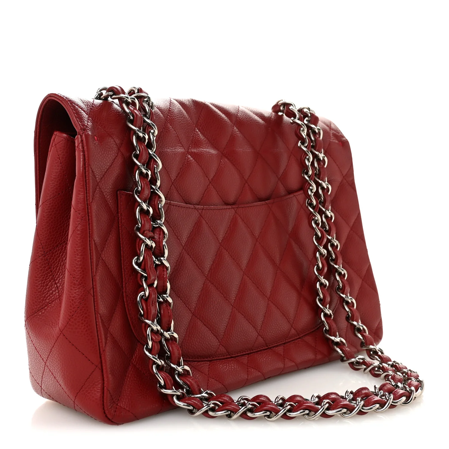 Caviar Quilted Jumbo Single Flap Dark Red - Image 3