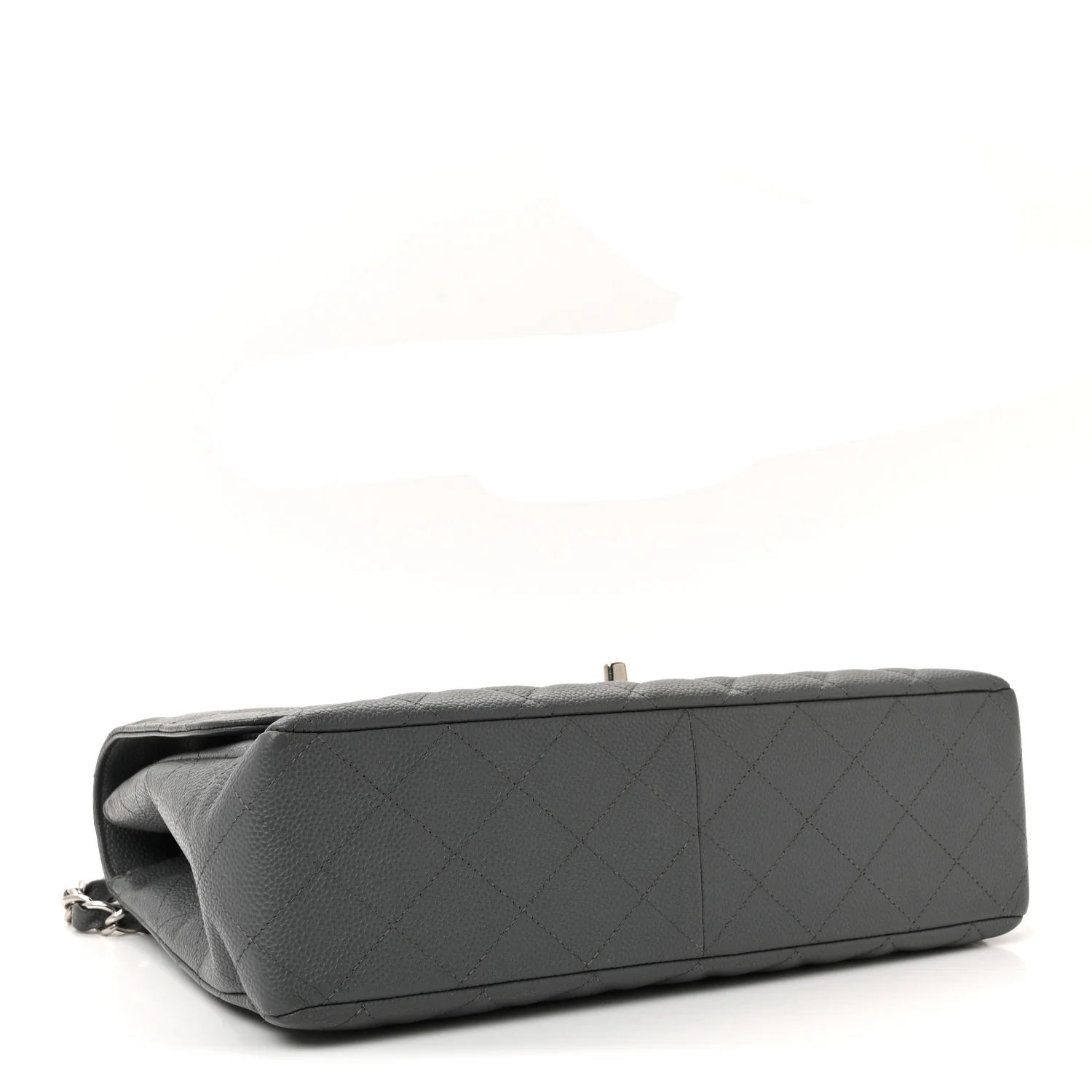 Caviar Quilted Jumbo Single Flap Grey - Image 4