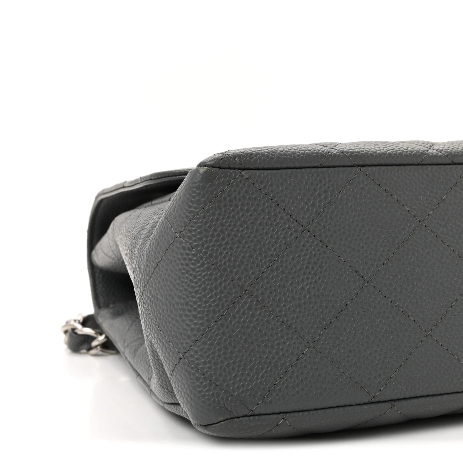 Caviar Quilted Jumbo Single Flap Grey - Image 9