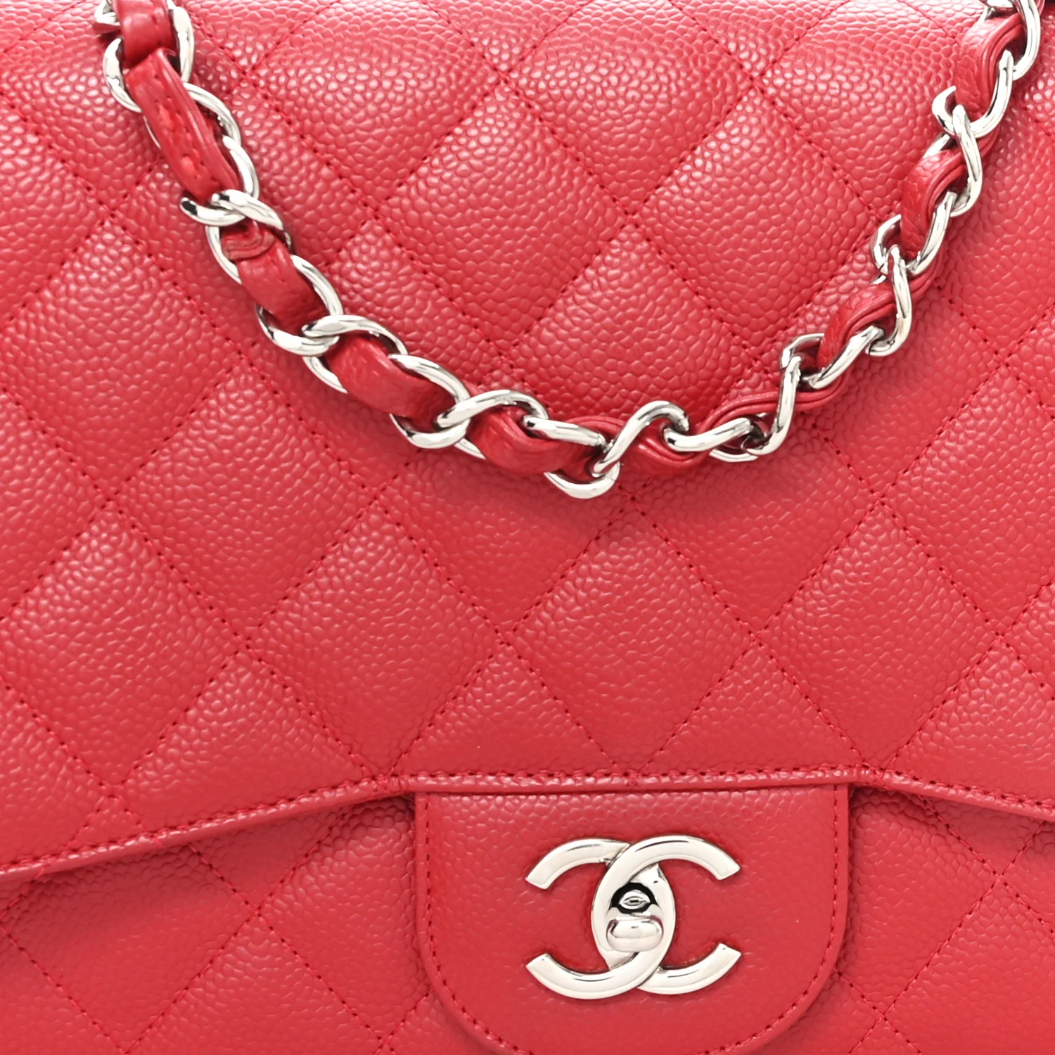 Caviar Quilted Jumbo Single Flap Red - Image 8