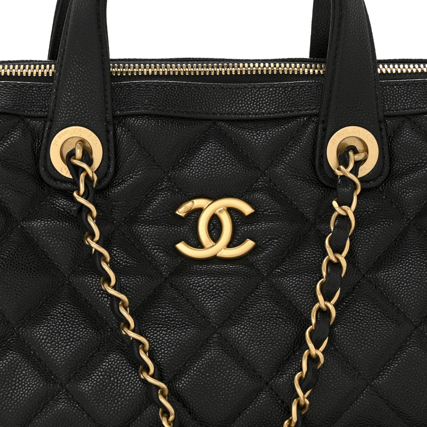 Caviar Quilted Large Bowling Bag Black - Image 8