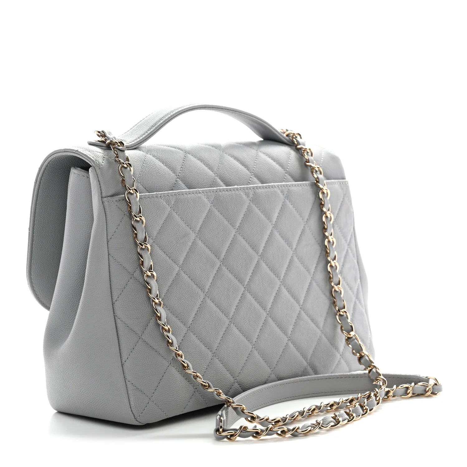 Caviar Quilted Large Business Affinity Flap Grey - Image 3