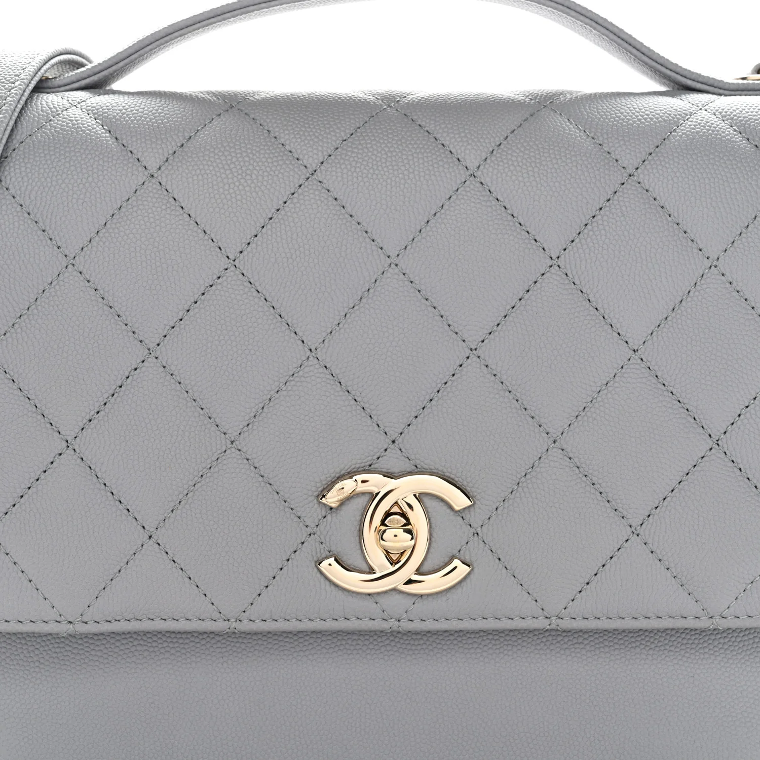 Caviar Quilted Large Business Affinity Flap Grey - Image 8