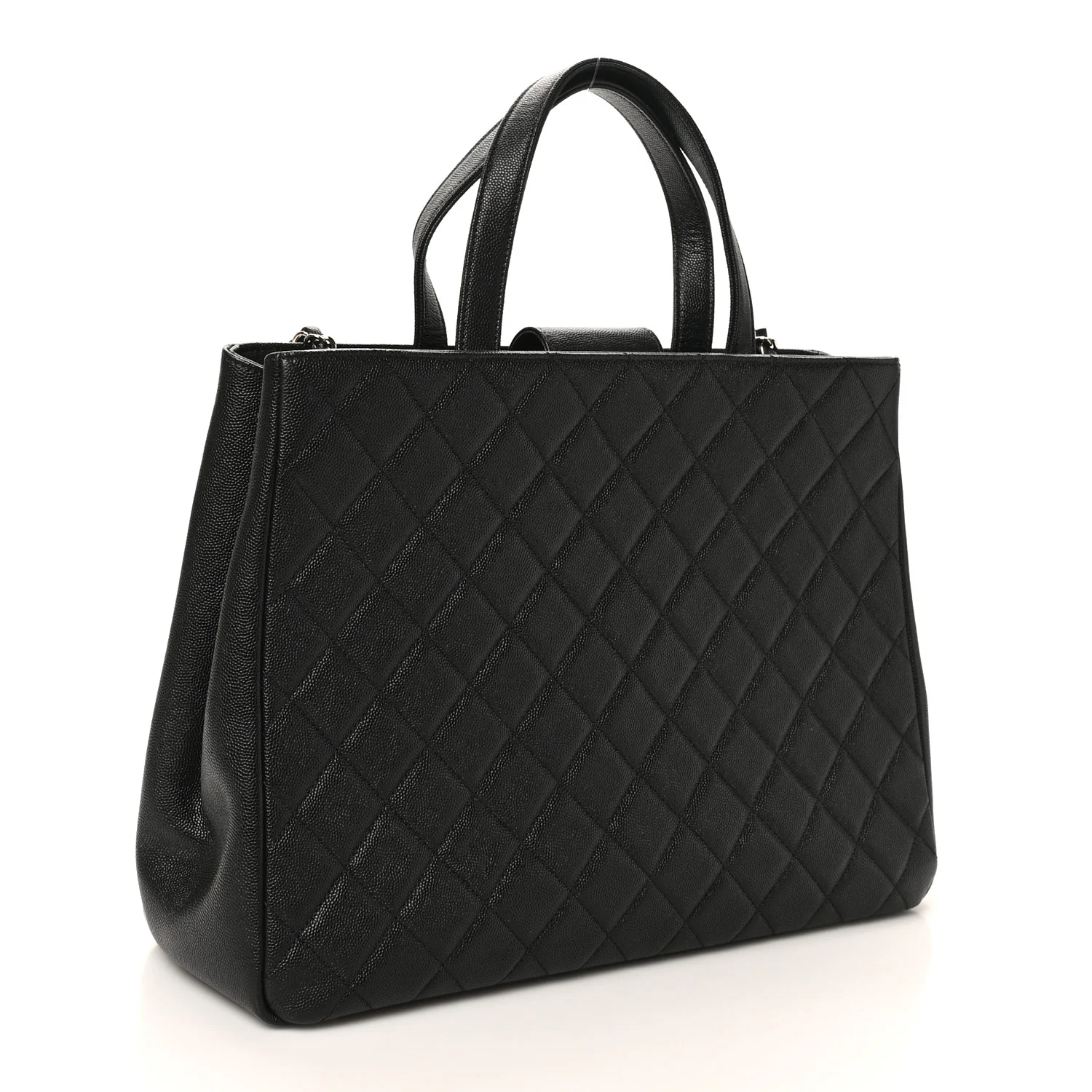 Caviar Quilted Large Business Affinity Shopping Bag Black - Image 3