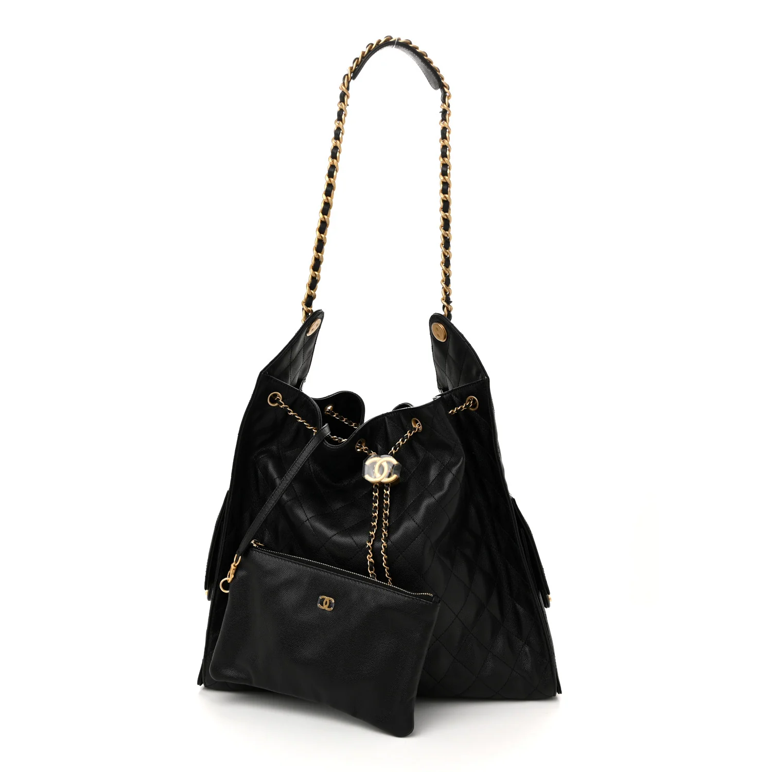 Caviar Quilted Large Chanel 25 Handbag Black - Image 3