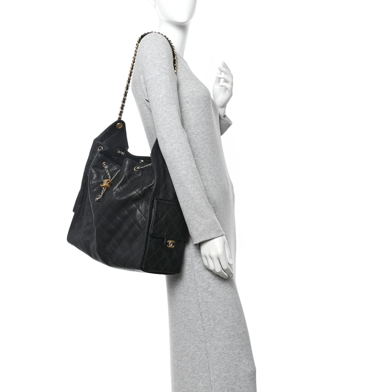Caviar Quilted Large Chanel 25 Handbag Black - Image 2