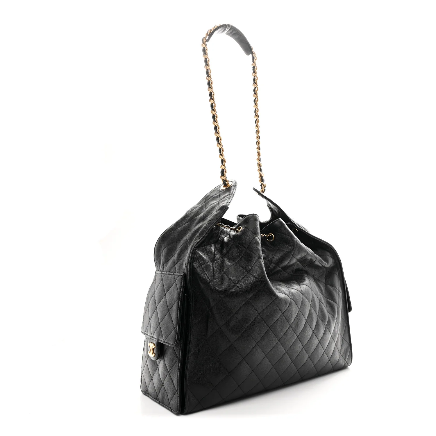 Caviar Quilted Large Chanel 25 Handbag Black - Image 4