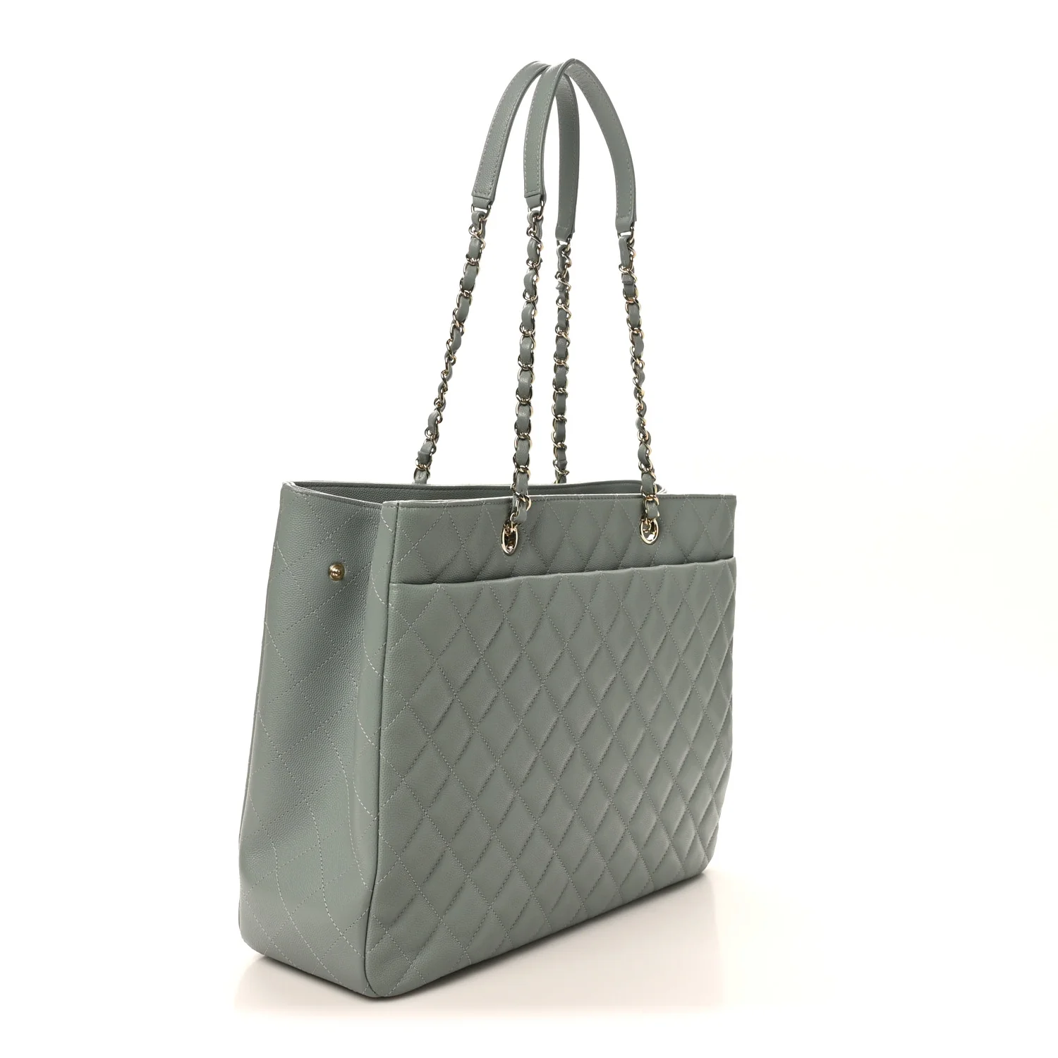 Caviar Quilted Large Classic Shopping Tote Light Green - Image 3