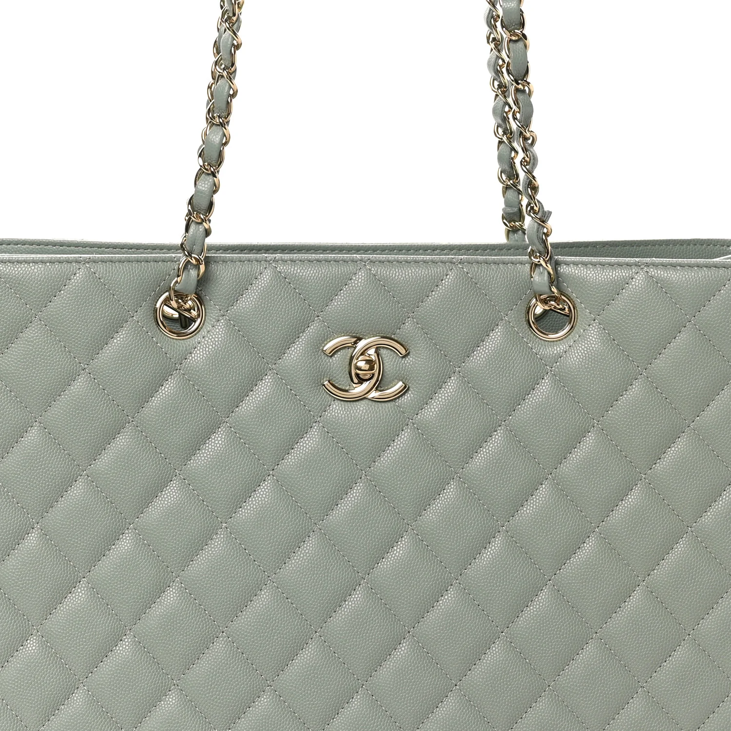 Caviar Quilted Large Classic Shopping Tote Light Green - Image 8