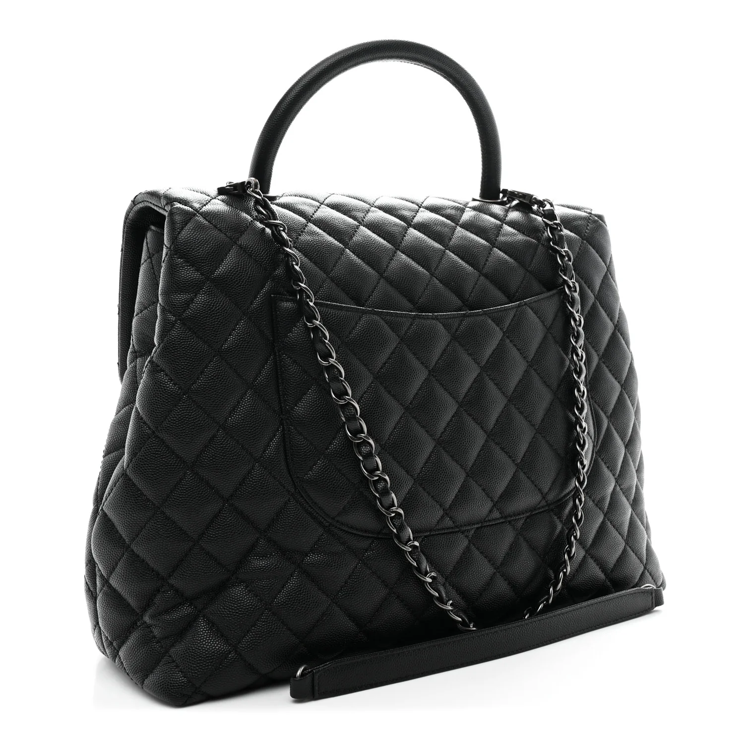 Caviar Quilted Large Coco Handle Flap Black - Image 3