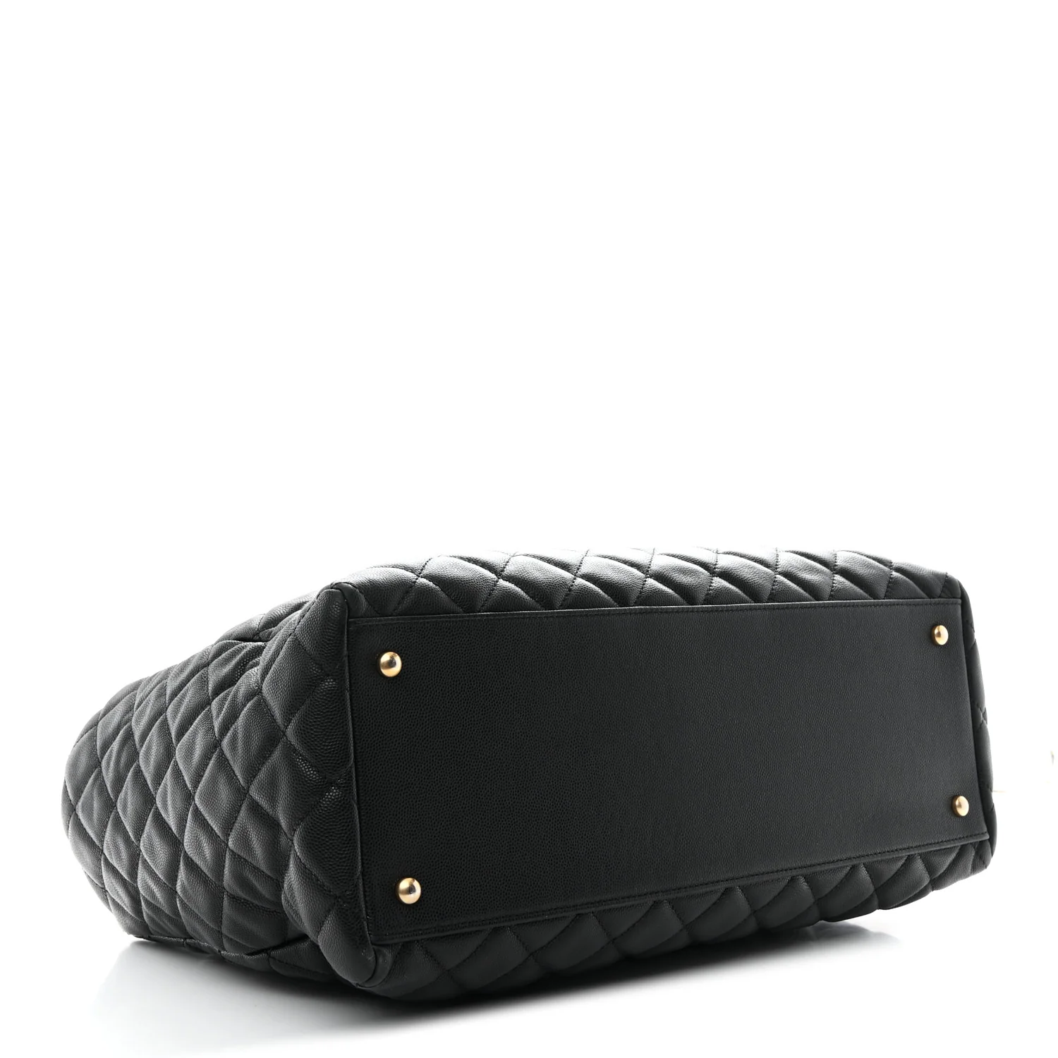 Caviar Quilted Large Coco Handle Shopping Tote Black - Image 4
