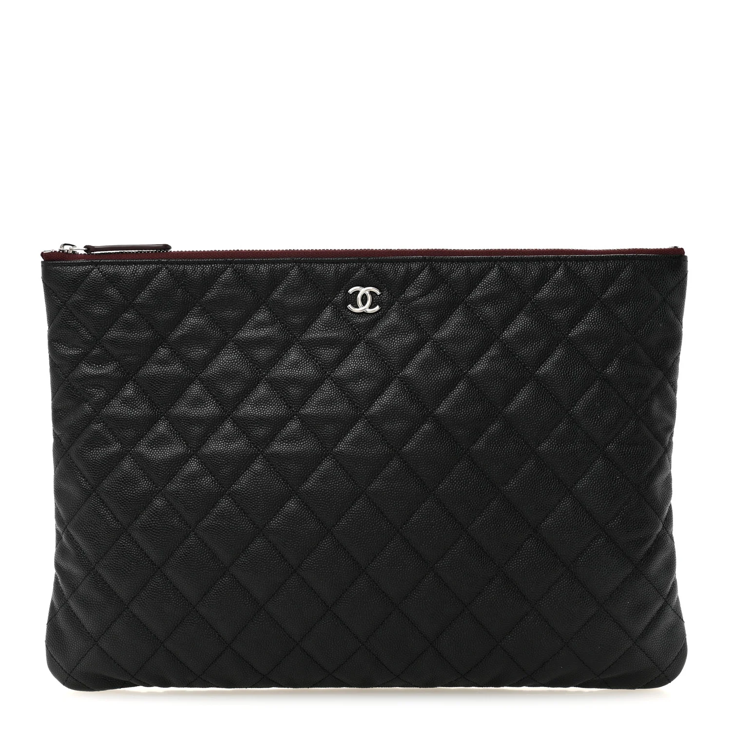 Caviar Quilted Large Cosmetic Case Black