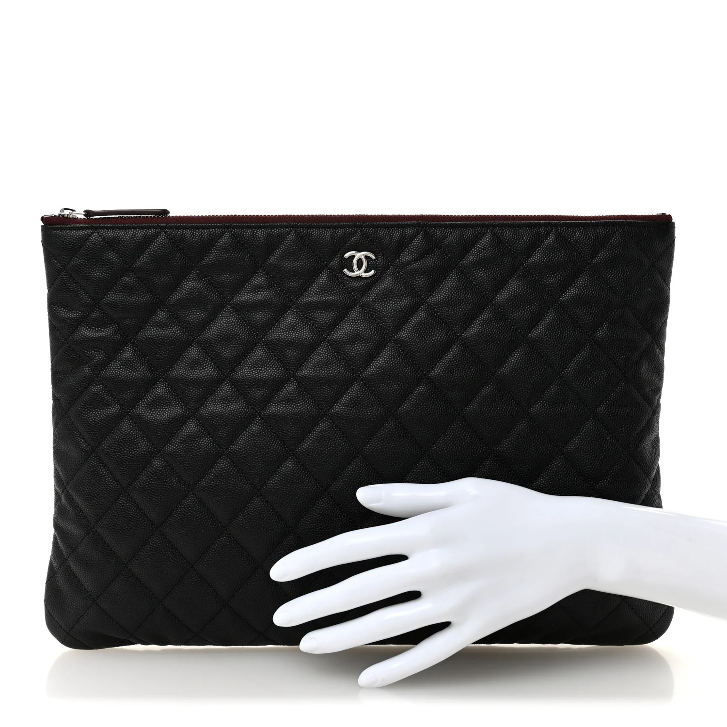 Caviar Quilted Large Cosmetic Case Black - Image 2