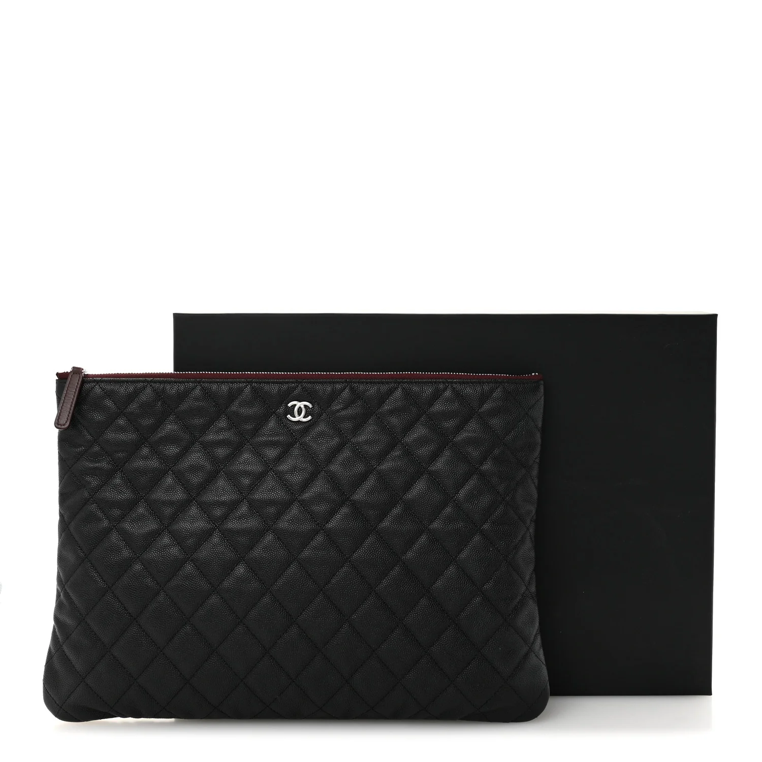 Caviar Quilted Large Cosmetic Case Black - Image 8