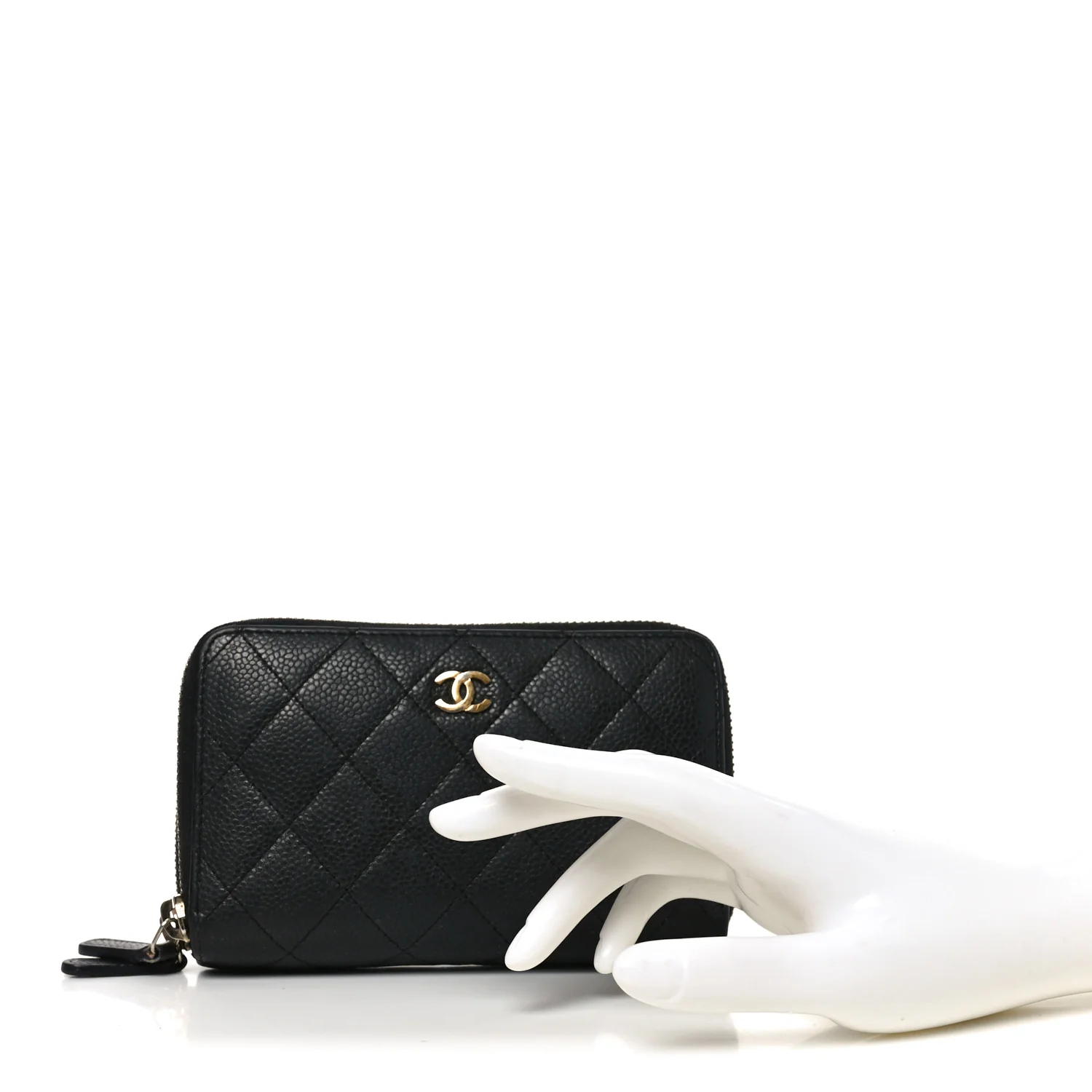 Caviar Quilted Large Gusset Double Zip Around Wallet Black - Image 2