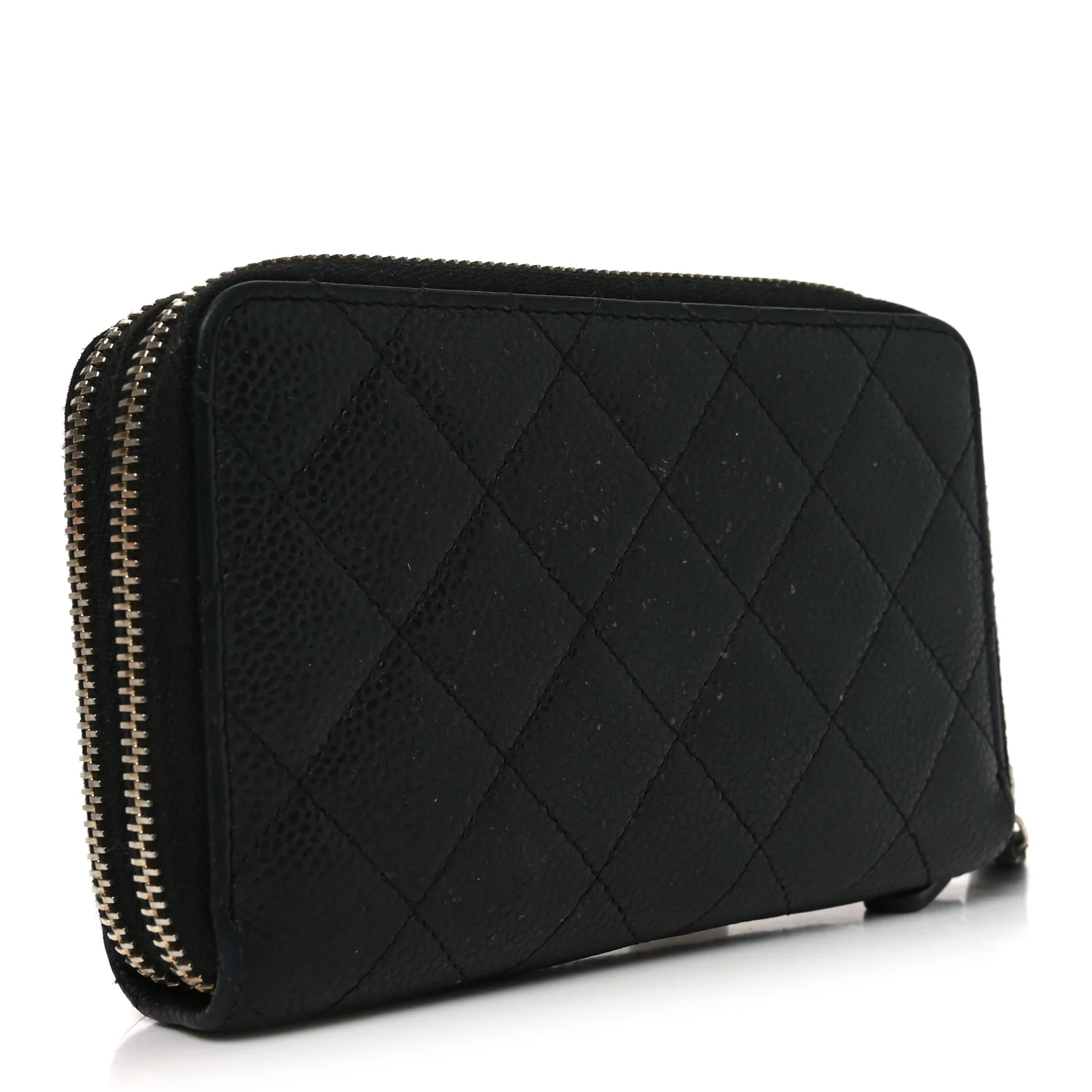 Caviar Quilted Large Gusset Double Zip Around Wallet Black - Image 3