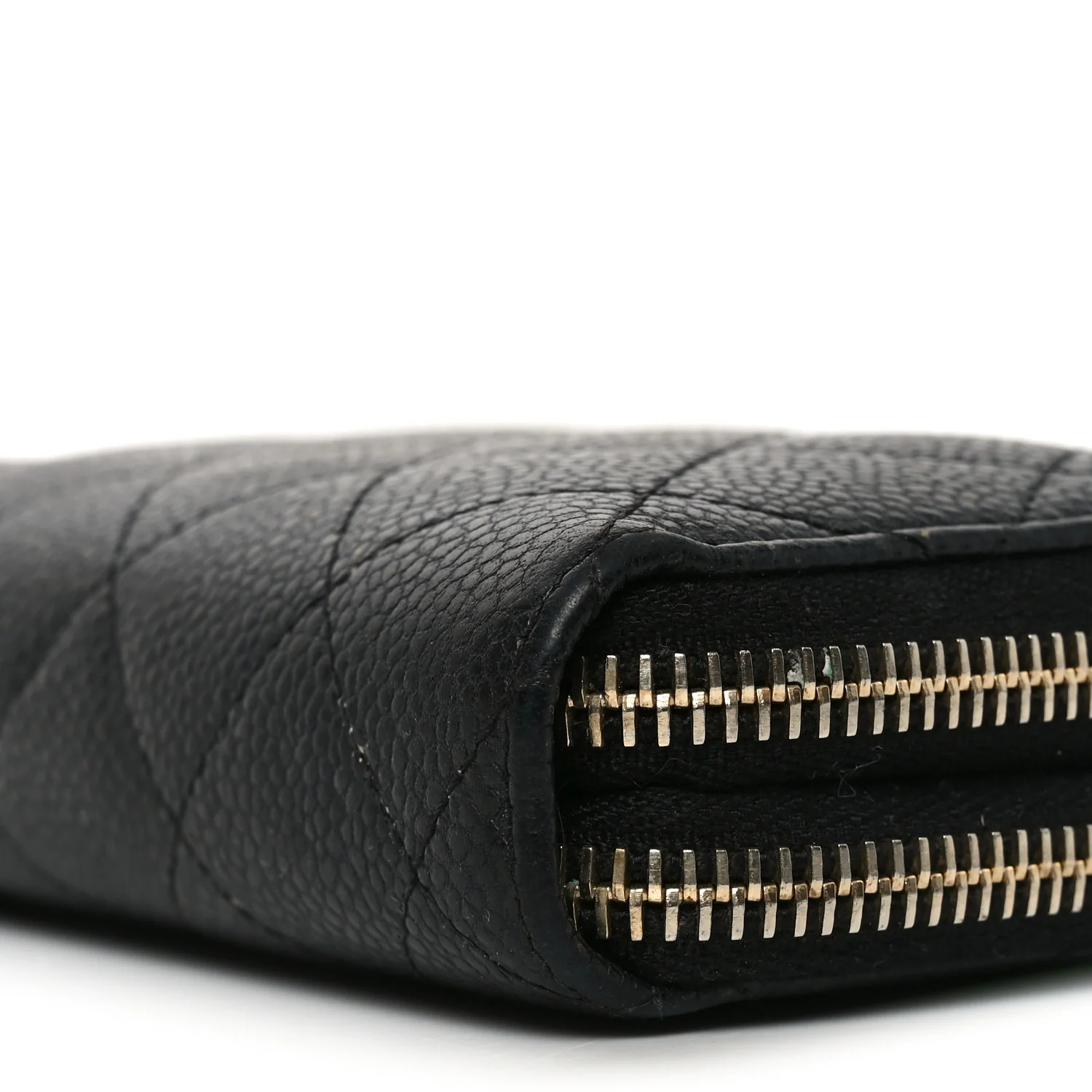 Caviar Quilted Large Gusset Double Zip Around Wallet Black - Image 9
