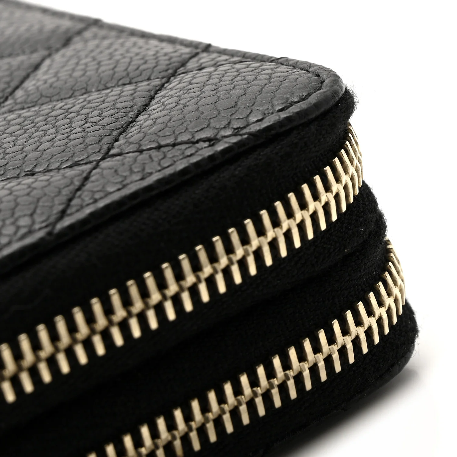 Caviar Quilted Large Gusset Double Zip Around Wallet Black - Image 13
