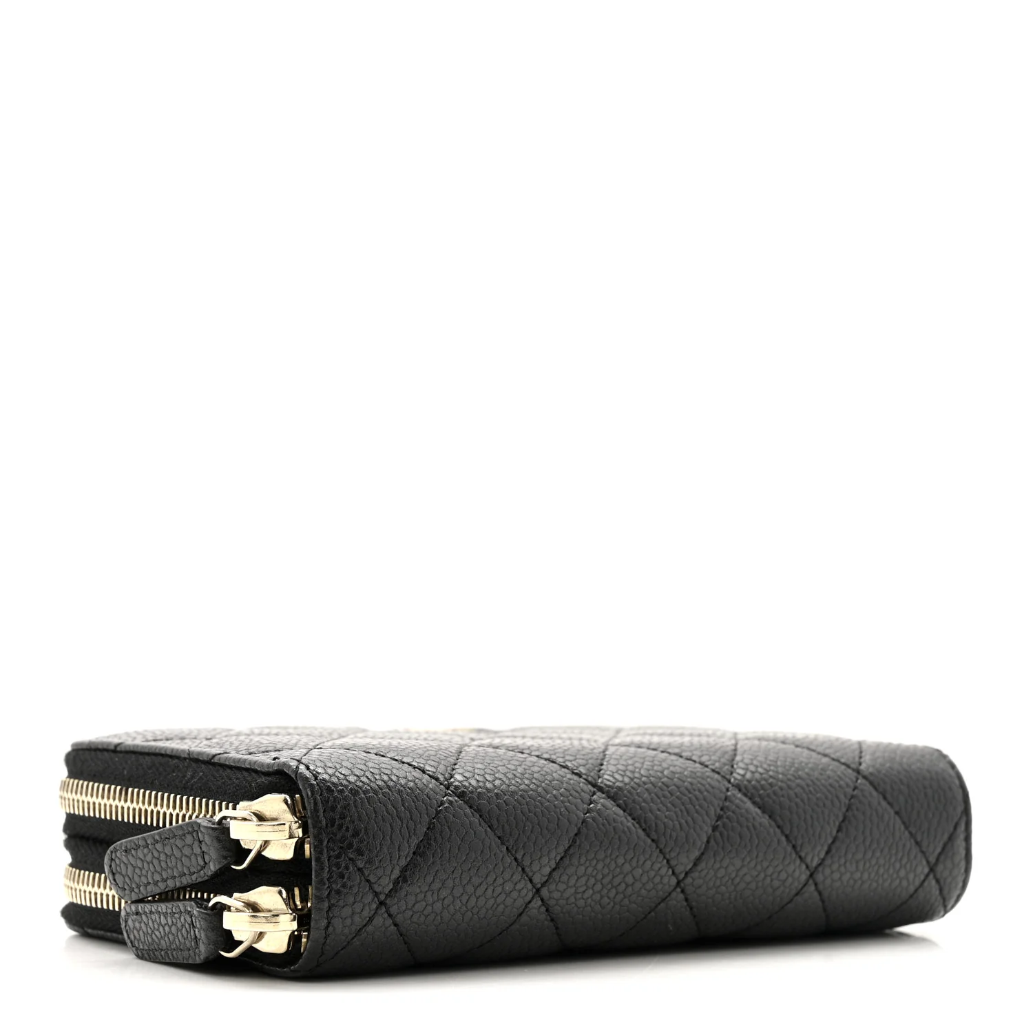 Caviar Quilted Large Gusset Double Zip Around Wallet Black - Image 4