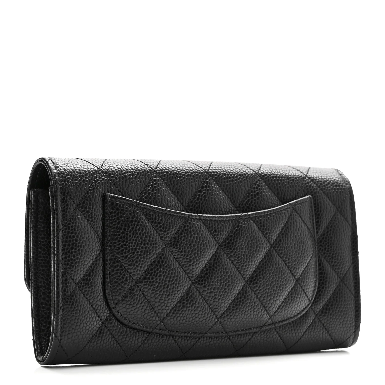 Caviar Quilted Large Gusset Flap Wallet Black - Image 3