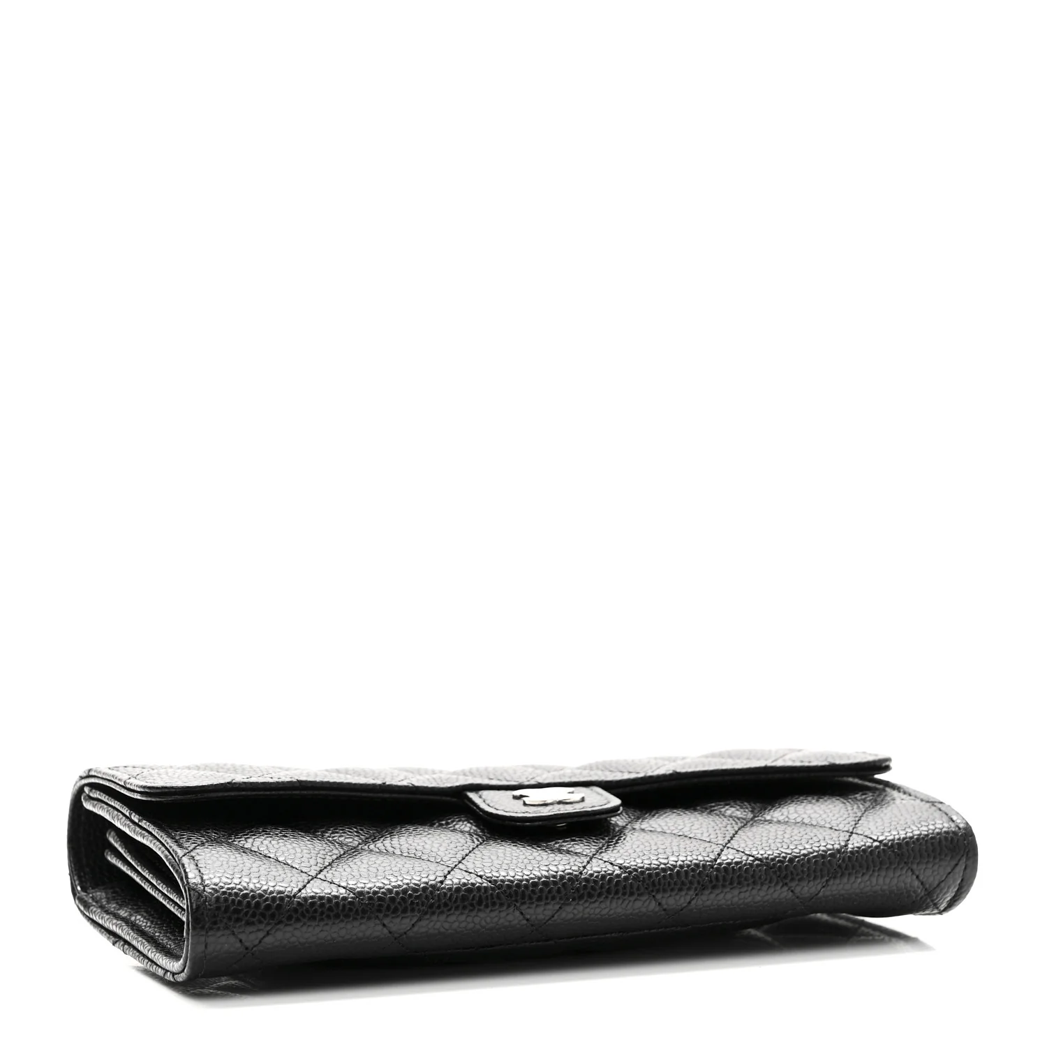 Caviar Quilted Large Gusset Flap Wallet Black - Image 4