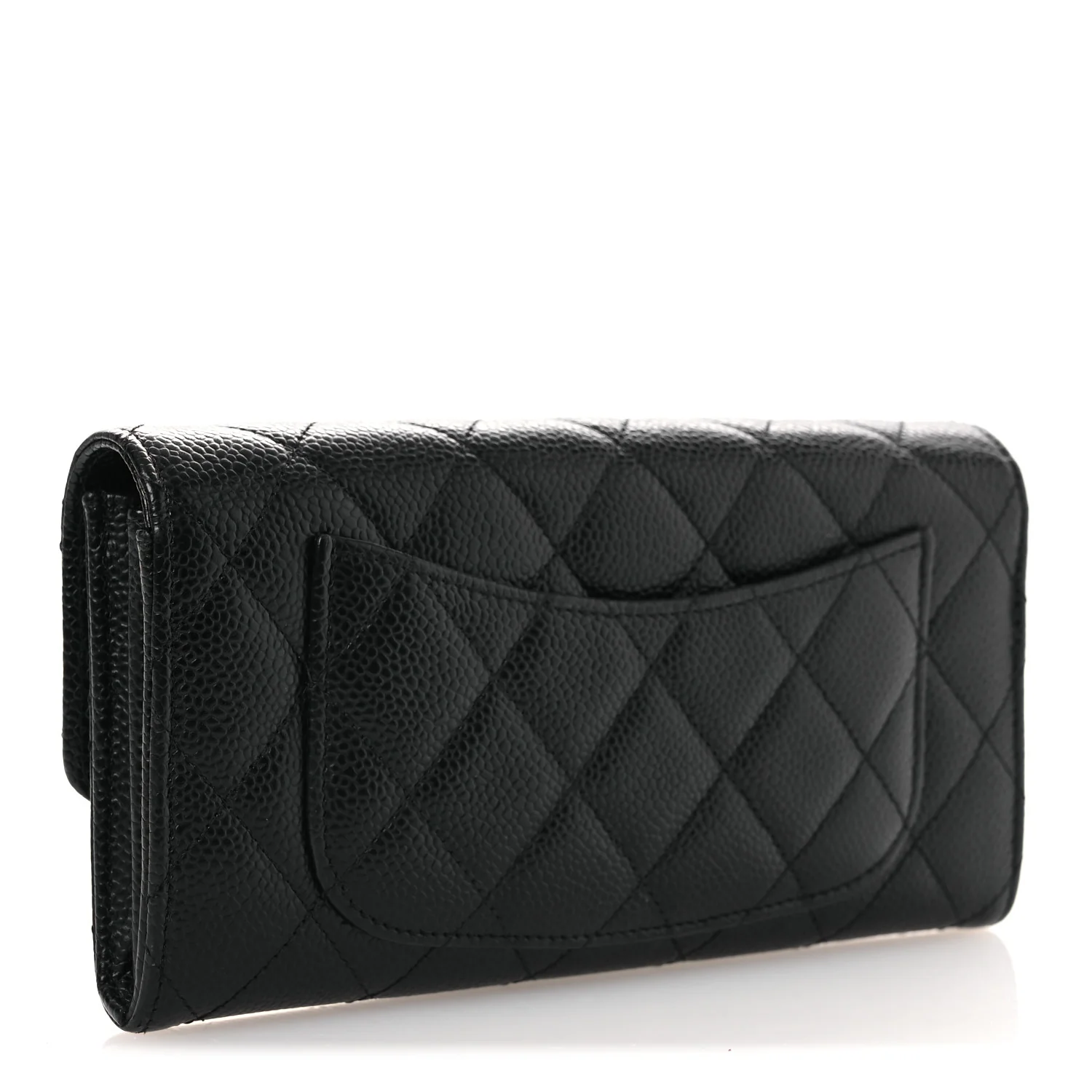 Caviar Quilted Large Gusset Flap Wallet Black - Image 3