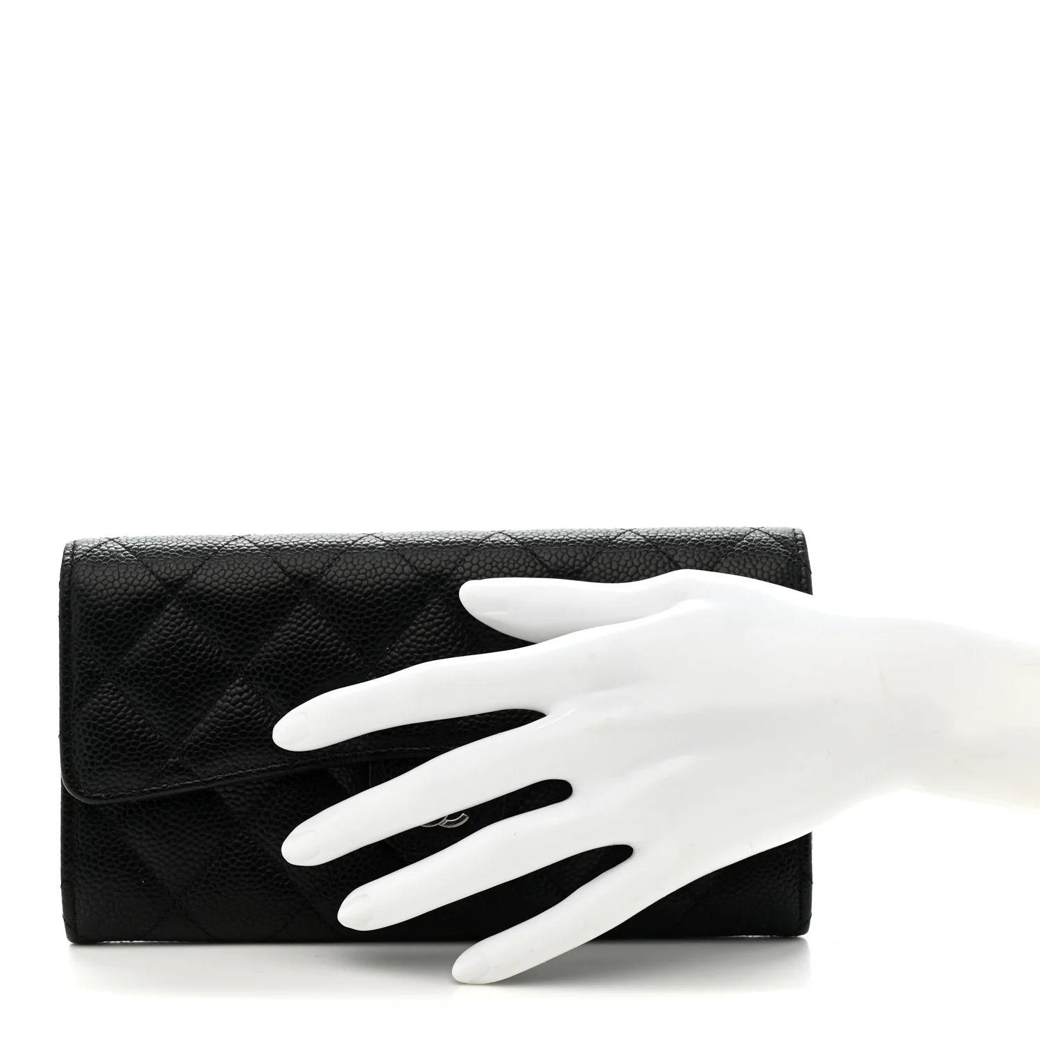 Caviar Quilted Large Gusset Flap Wallet Black - Image 2