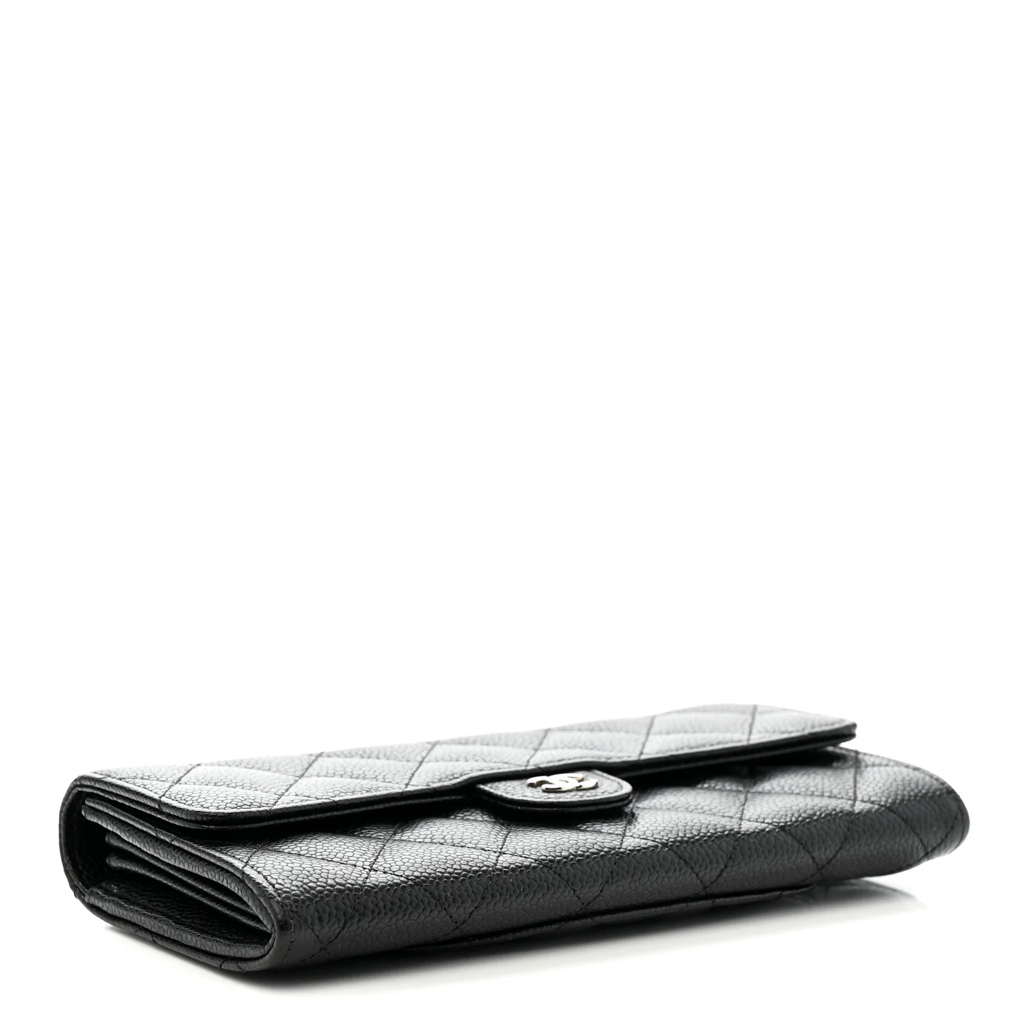 Caviar Quilted Large Gusset Flap Wallet Black - Image 4