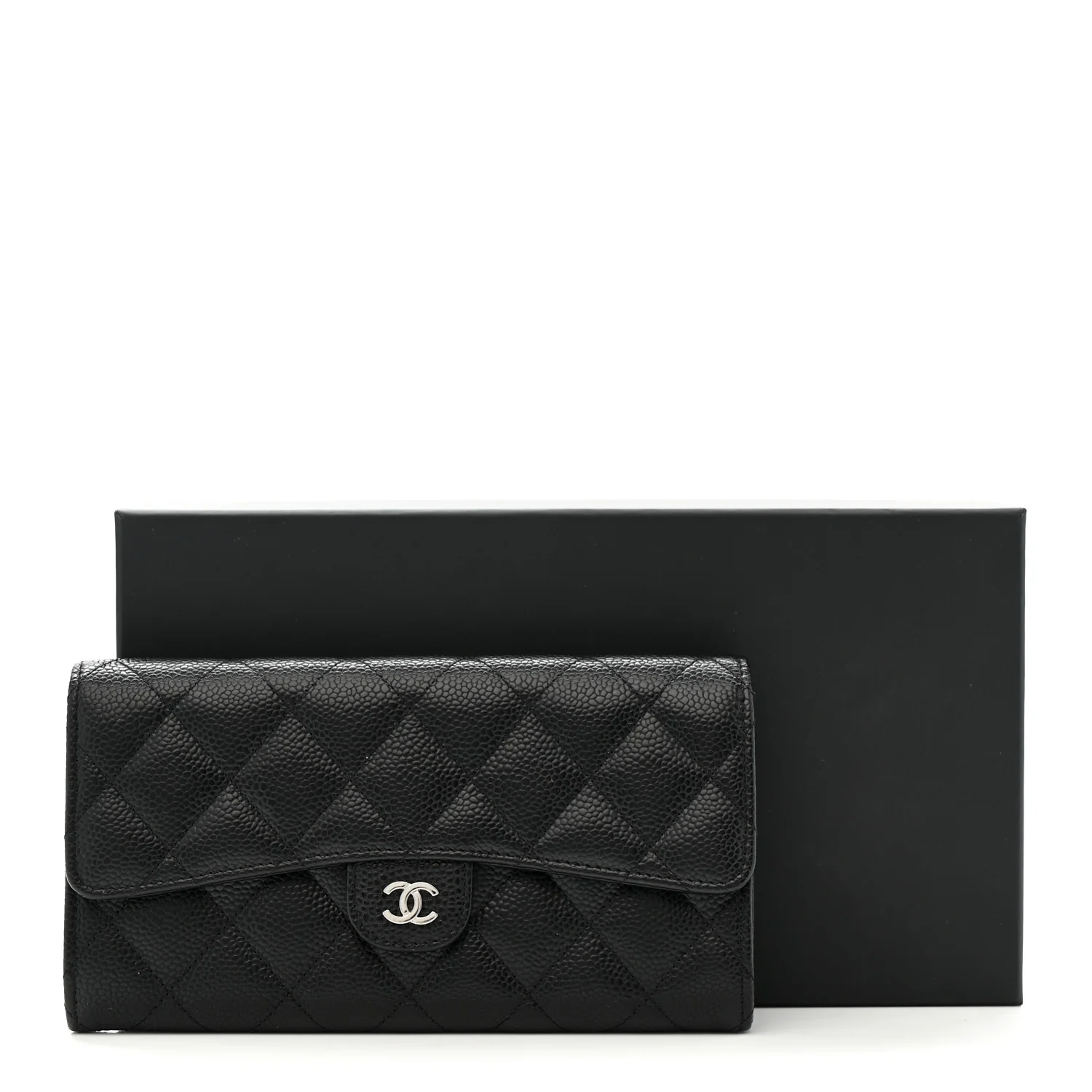 Caviar Quilted Large Gusset Flap Wallet Black - Image 9