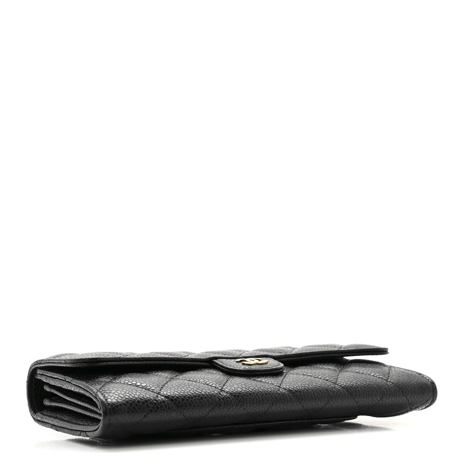 Caviar Quilted Large Gusset Flap Wallet Black - Image 4