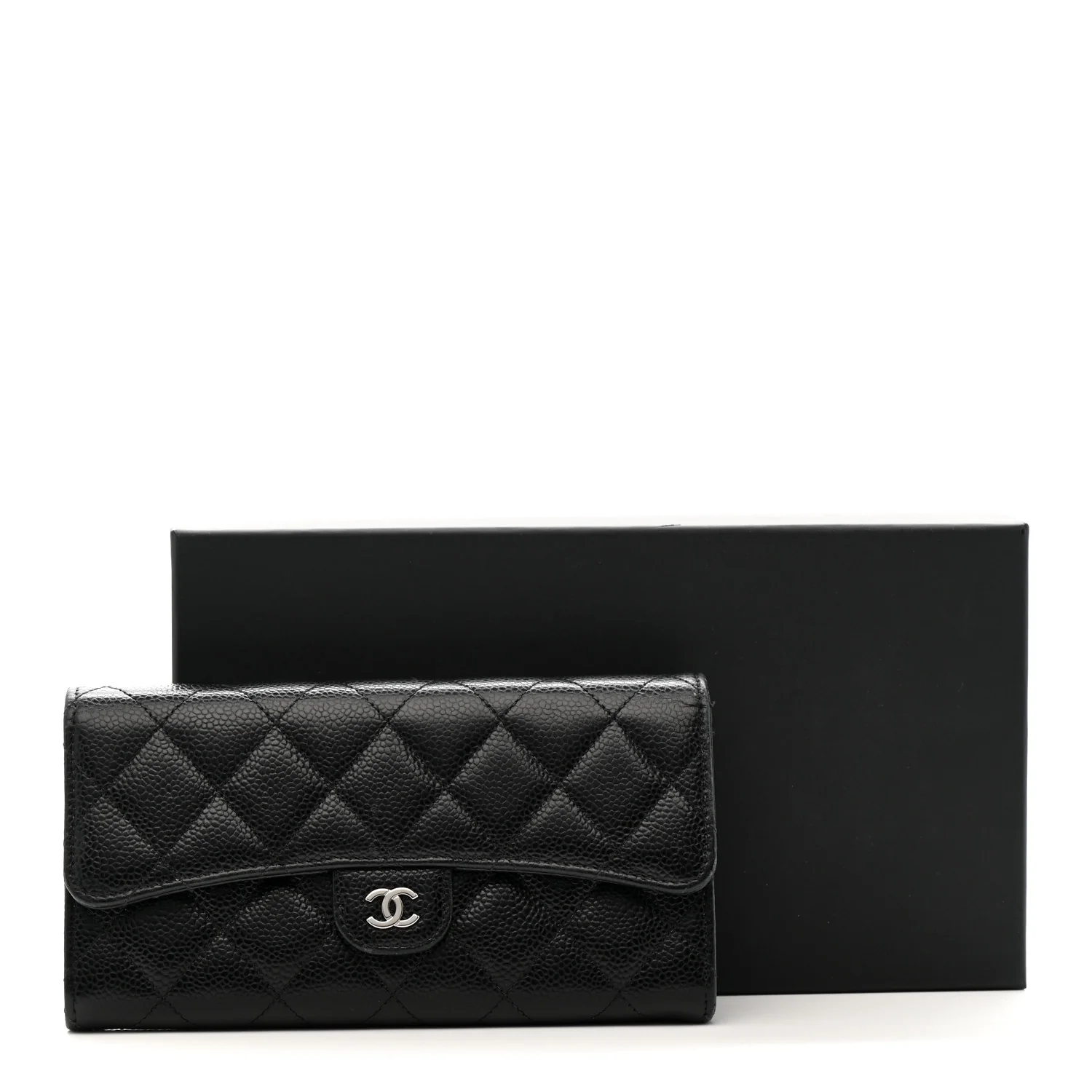 Caviar Quilted Large Gusset Flap Wallet Black - Image 10