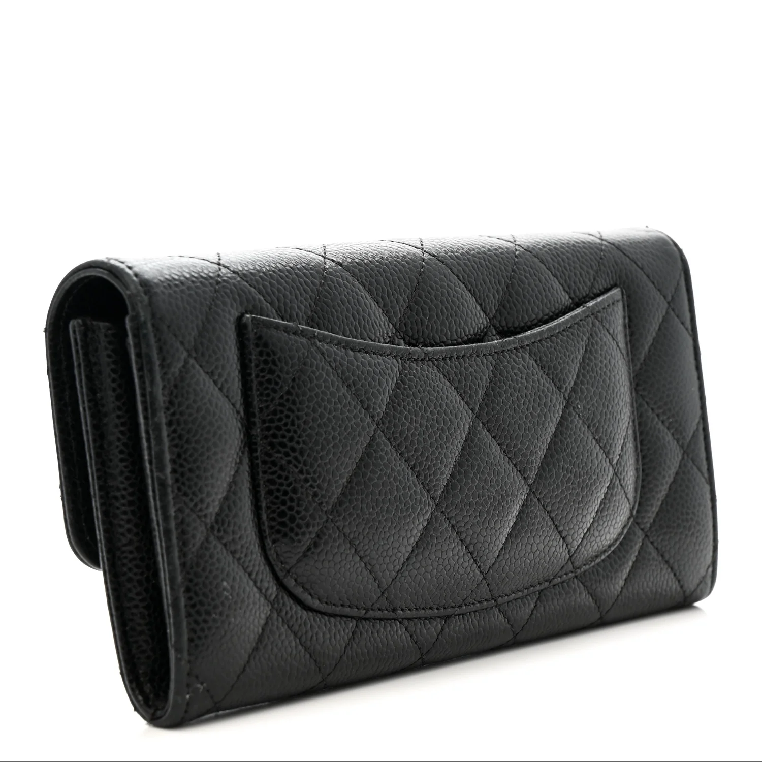 Caviar Quilted Large Gusset Flap Wallet Black - Image 3