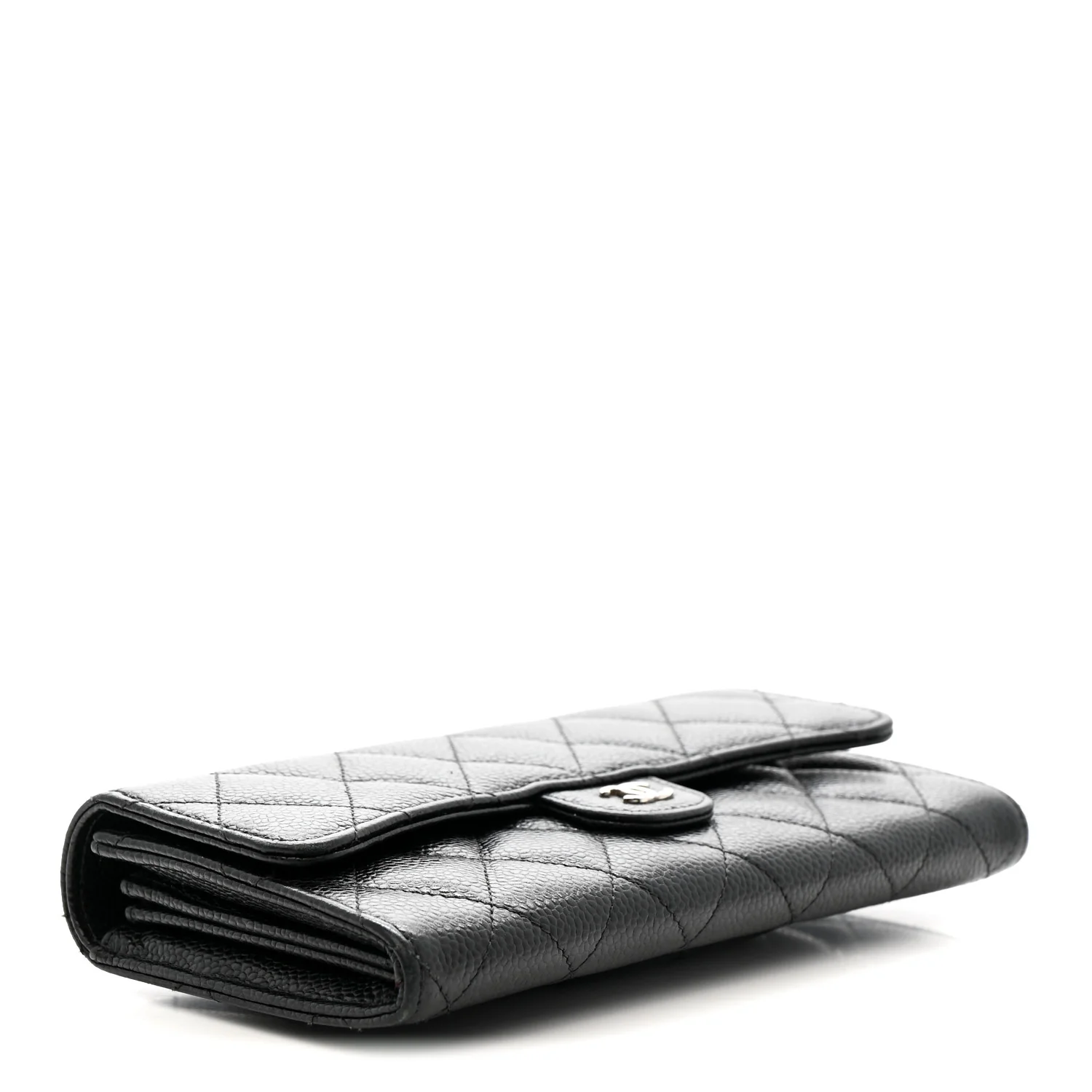 Caviar Quilted Large Gusset Flap Wallet Black - Image 4