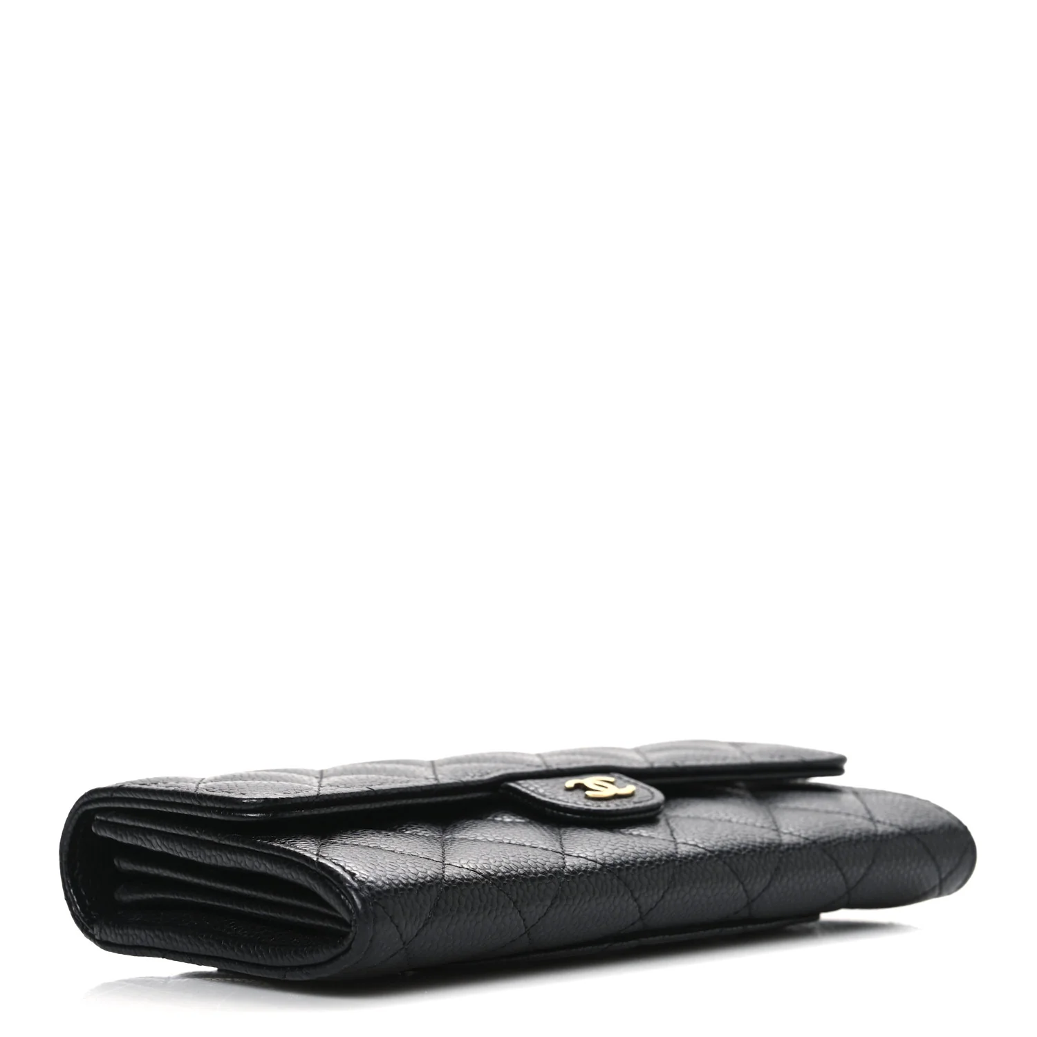 Caviar Quilted Large Gusset Flap Wallet Black - Image 4