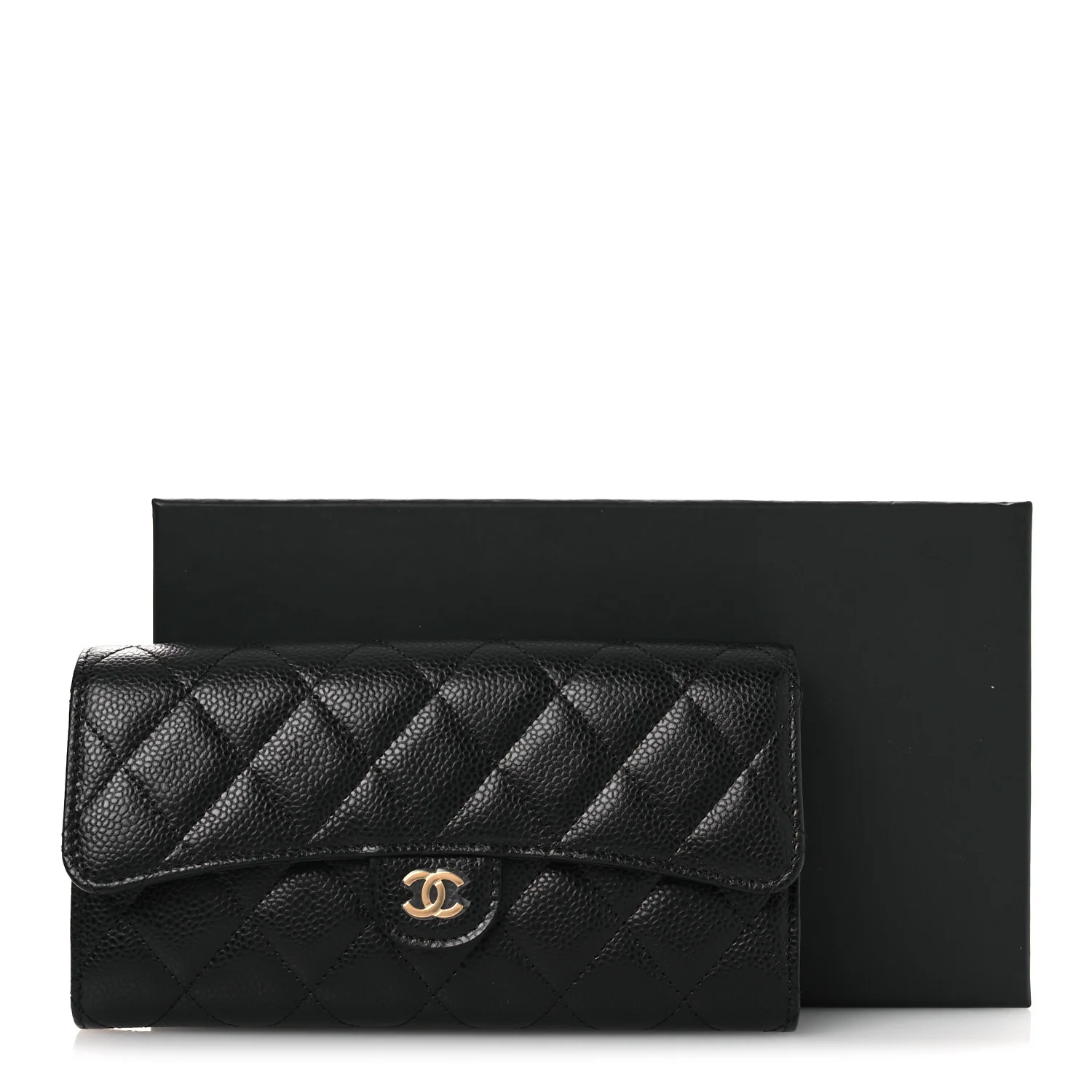 Caviar Quilted Large Gusset Flap Wallet Black - Image 20