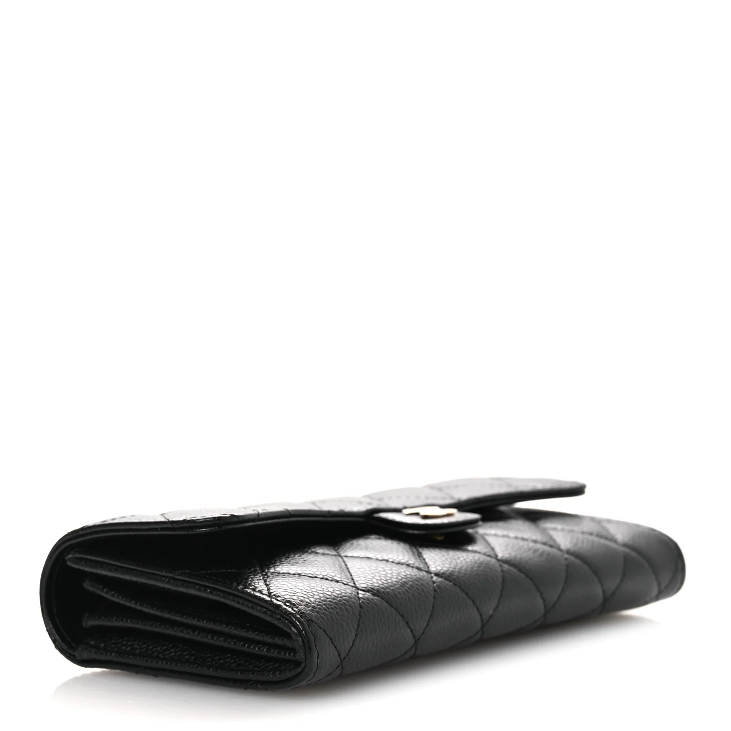 Caviar Quilted Large Gusset Flap Wallet Black - Image 8